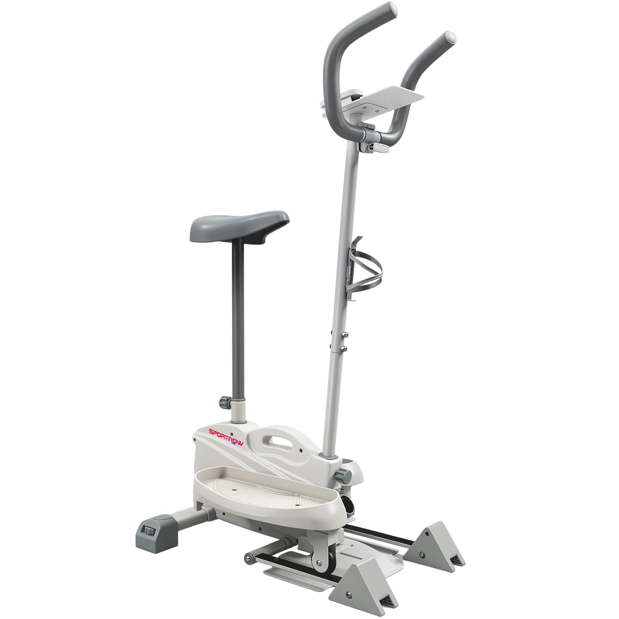 SPORTNOW Machine elliptique 3 en 1 silencieuse avec siège résistance magnétique réglable écran LCD compatible app blanc