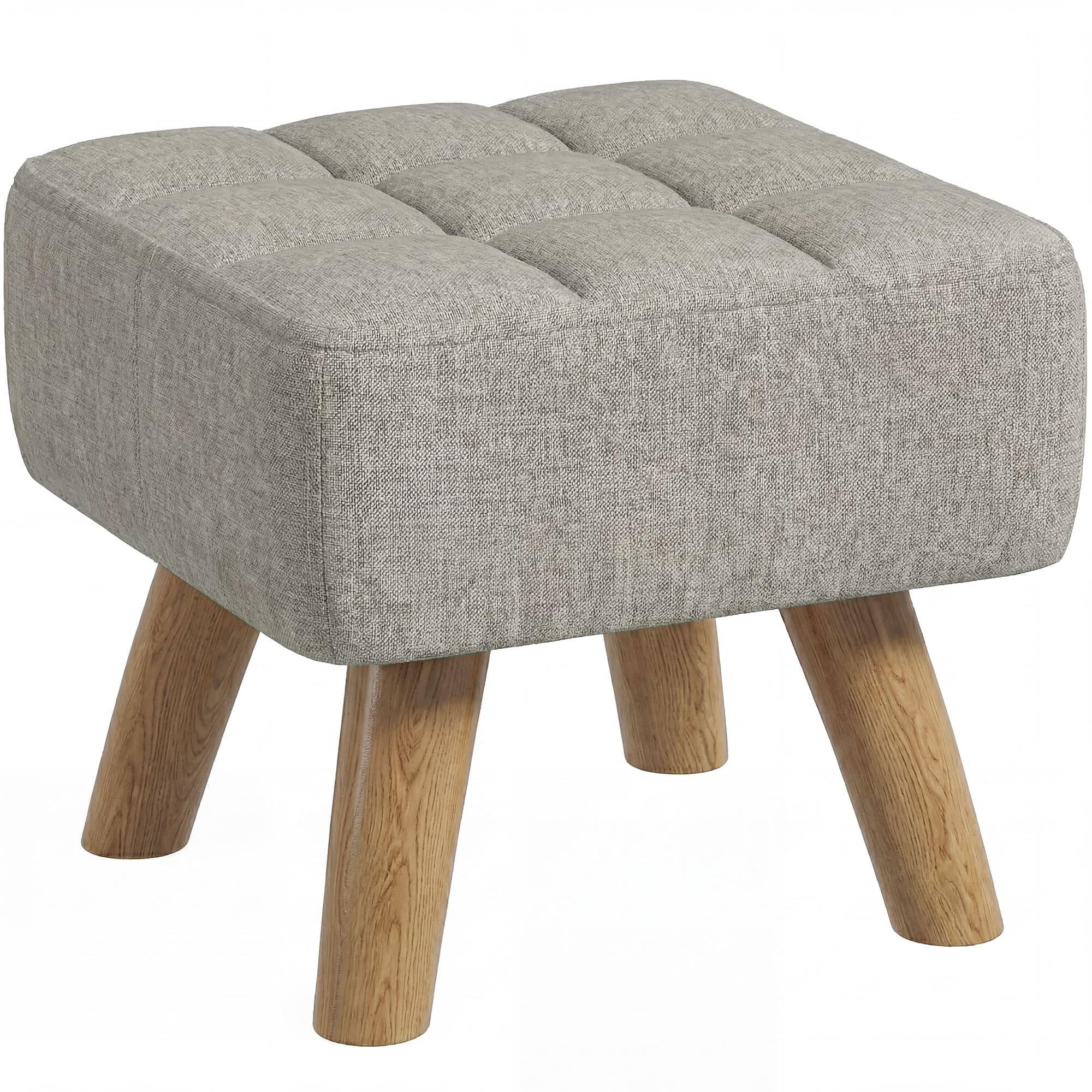 HOMCOM Repose pied salon ottoman siège rembourré en tissu avec pieds en bois 27 x 27 x 26 cm gris clair