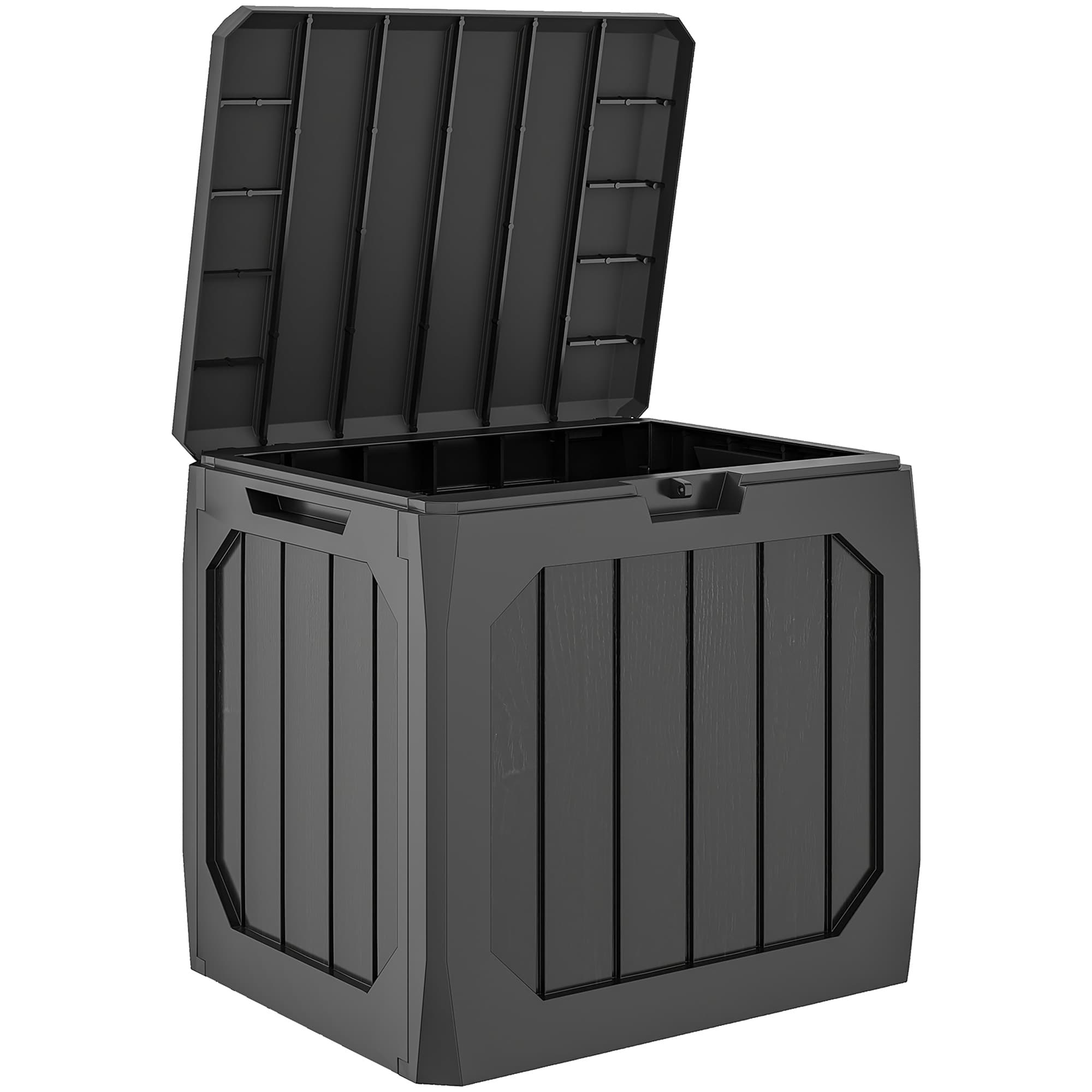 Outsunny Coffre de rangement exterieur 121L, coffre de jardin avec poignées, conteneur étanche, 56 x 45 x 53 cm, noir