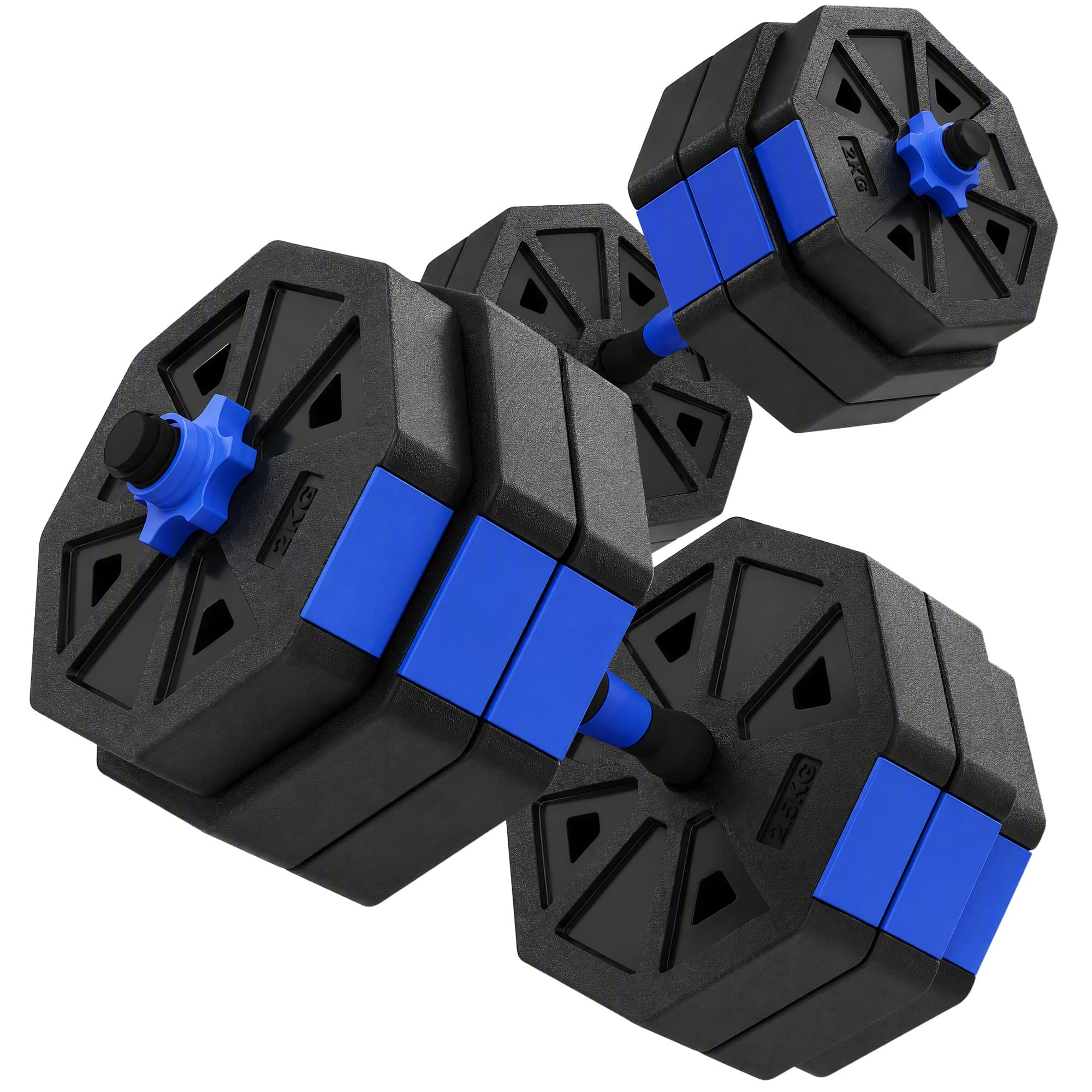 SPORTNOW Ensemble d'haltères musculation 4 en 1 haltère réglable 25 kg kettlebell, barre de musculation support pour pompes bleu