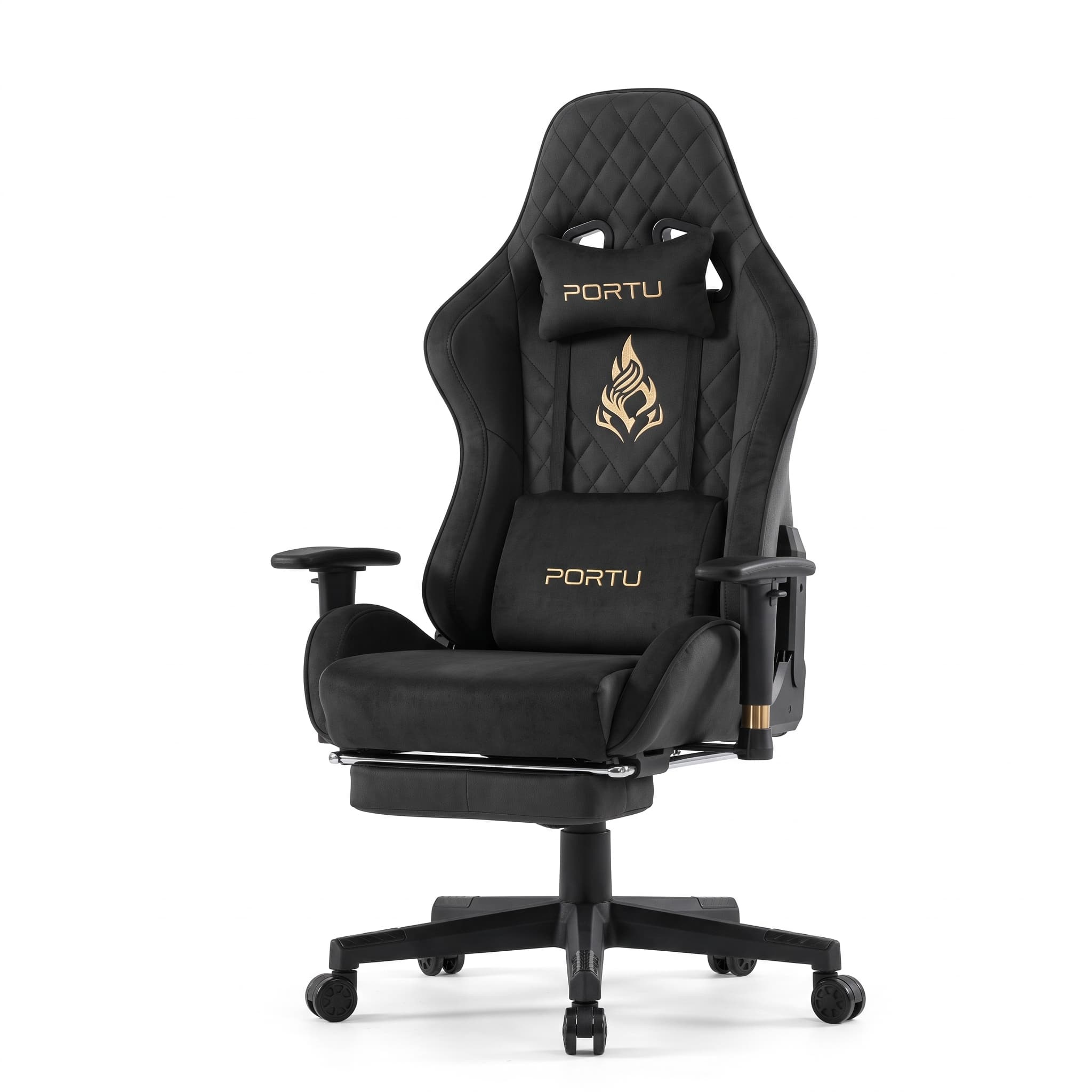 ANDYOU Breathable Gaming Chair with Footrest, Adjustable and Rotating, Black