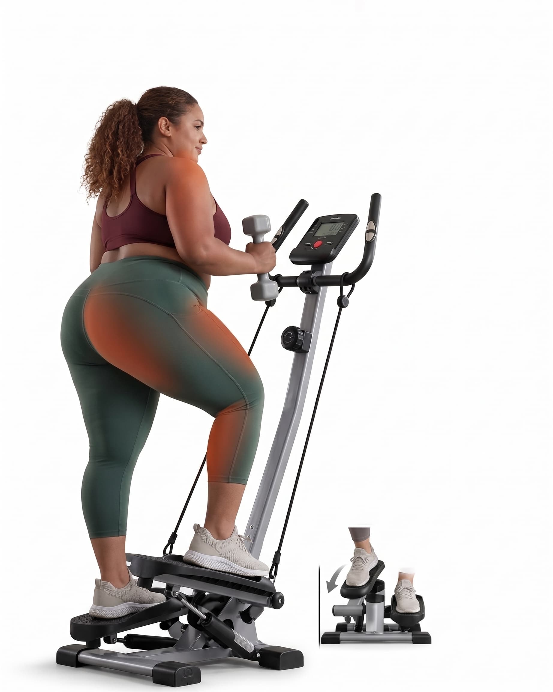 Sportsroyals Exercise Stair Stepper für Zuhause – Up-Down Swing Stepper mit Power Ropes for Bein/Arm/Butt Training, Home Office Fitness Exercise