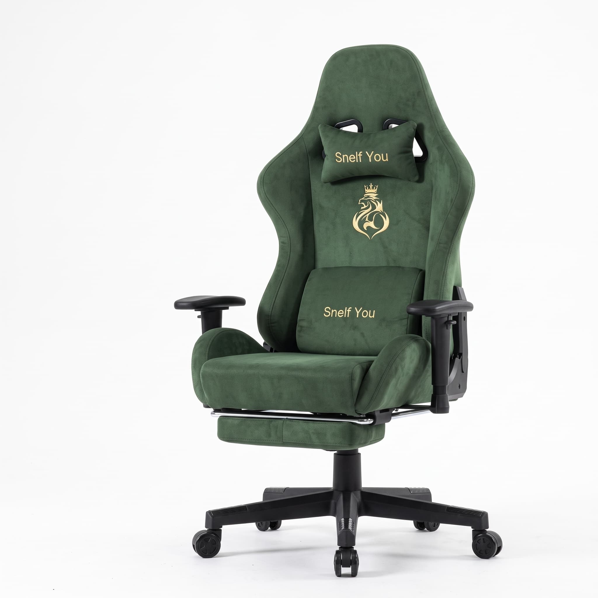 ANDYOU Breathable Gaming Chair with Footrest, Adjustable and Rotating, Green
