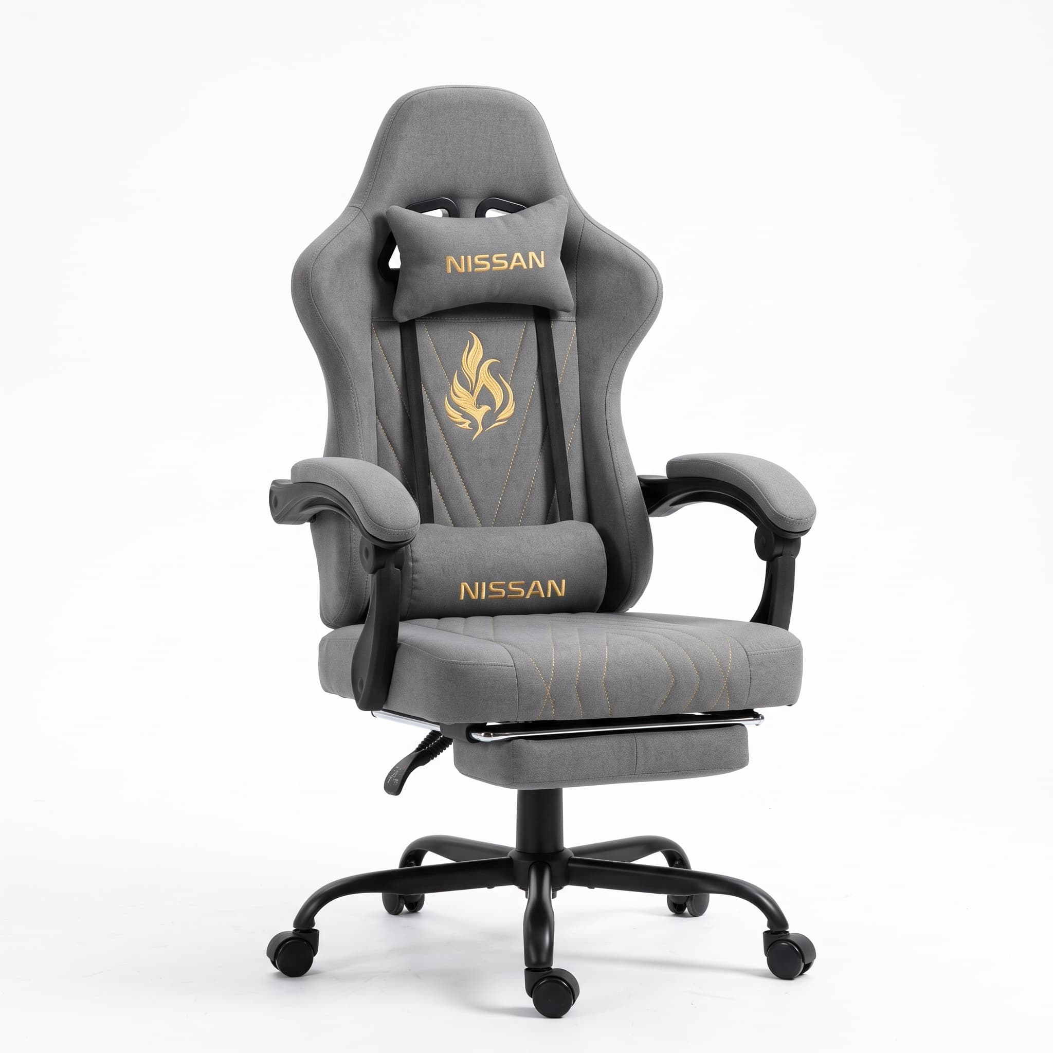 ANDYOU Series Gaming Chair with Footrest – Ergonomic PU Leather Computer Chair, Grey