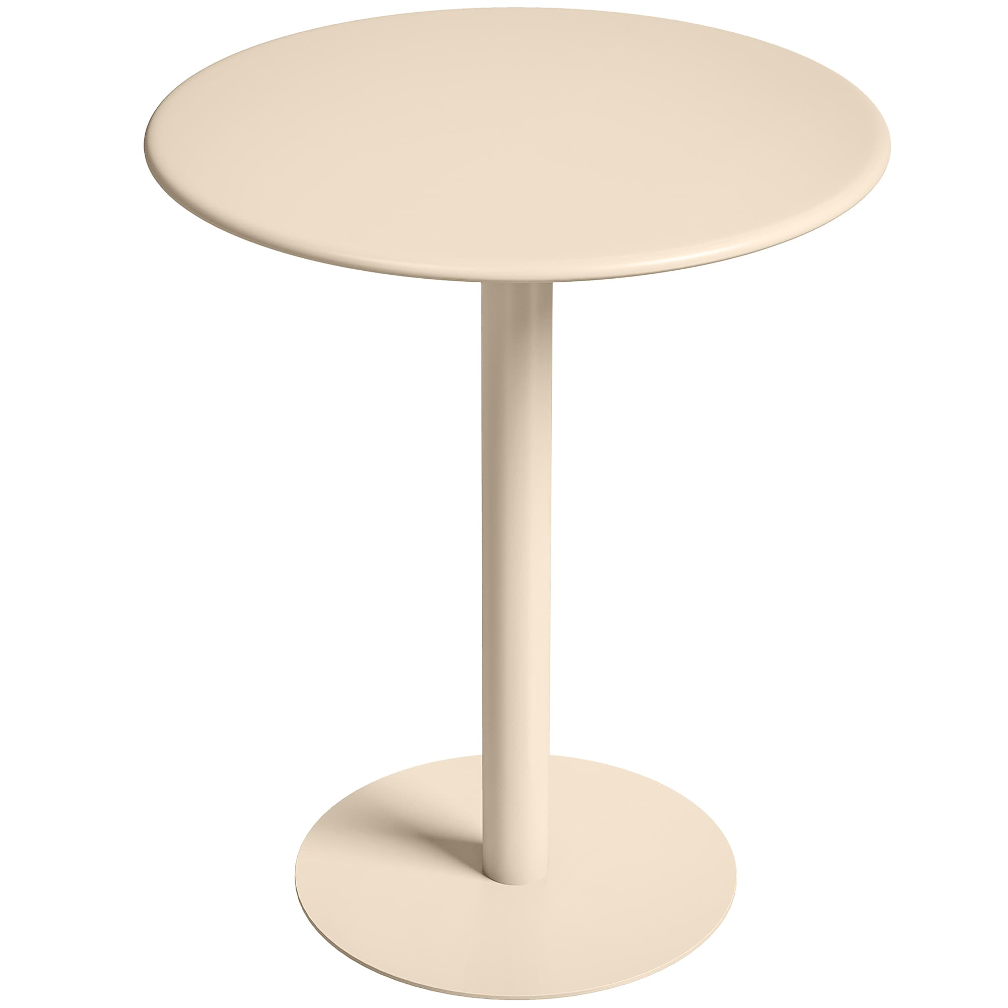 HOMCOM Table à Manger Ronde pour 2 Personnes Ø60 cm, Moderne avec Base Ronde, Cadre en Acier, pour Intérieur Extérieur, Beige