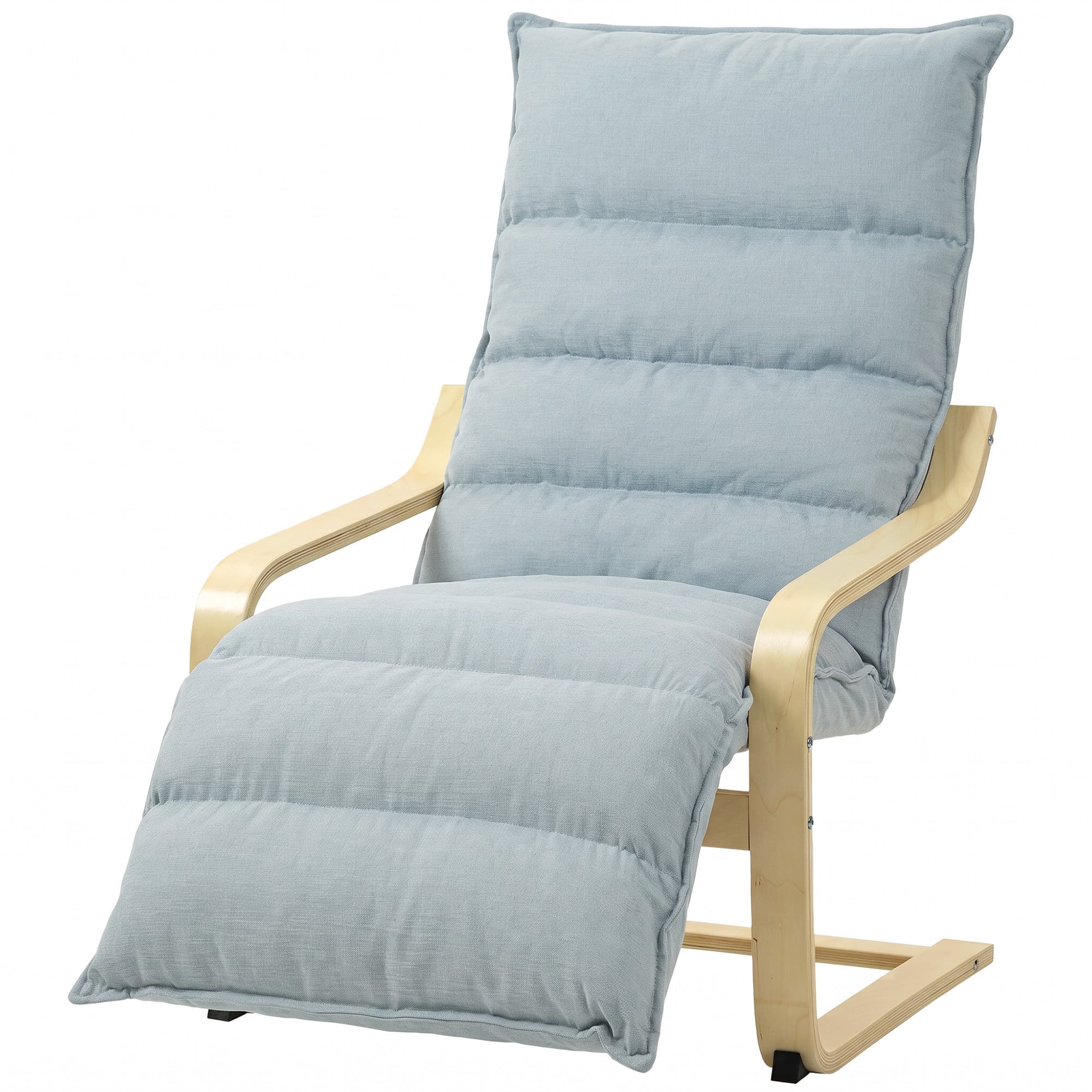 HOMCOM Fauteuil de salon avec repose-pieds réglable rembourré en velours avec cadre en bois 67x93x105 cm Bleu clair