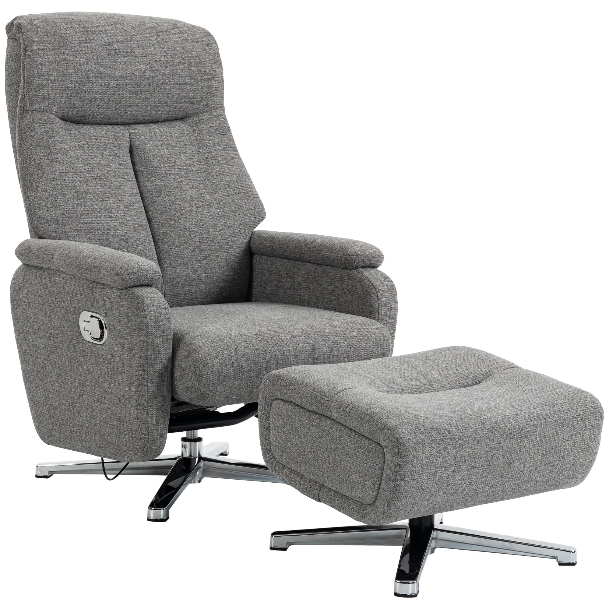 HOMCOM Fauteuil relax réglable manuellement fauteuil lounge avec repose-pieds Gris foncé