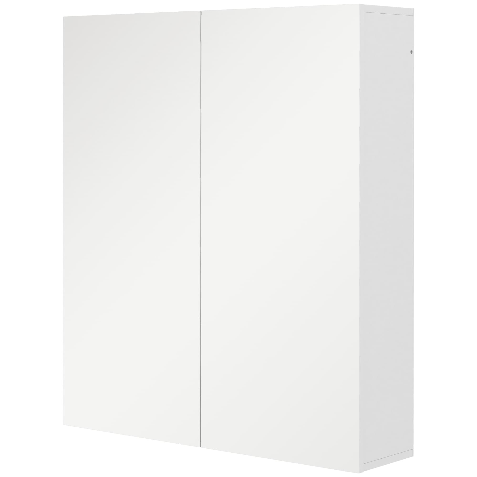 kleankin Armoire de Salle de Bain Mural avec Miroir à 2 Portes et Étagère Réglable Fermeture Douce 60x15x70 cm Blanc