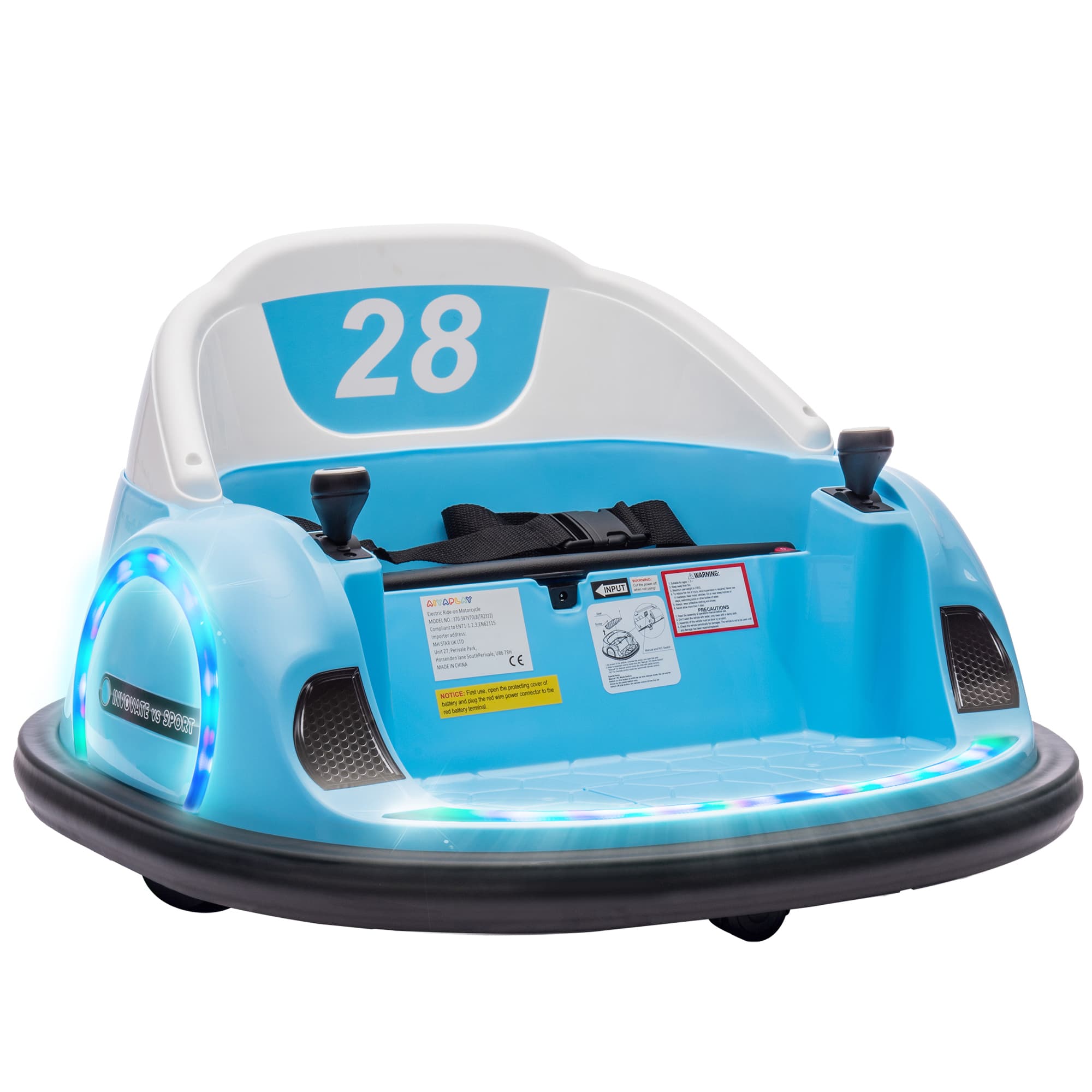 AIYAPLAY Voiture Tamponneuse Électrique Enfant 12V, Rotation à 360°, Auto-Tamponneuse Enfant avec Télécommande, Bleu