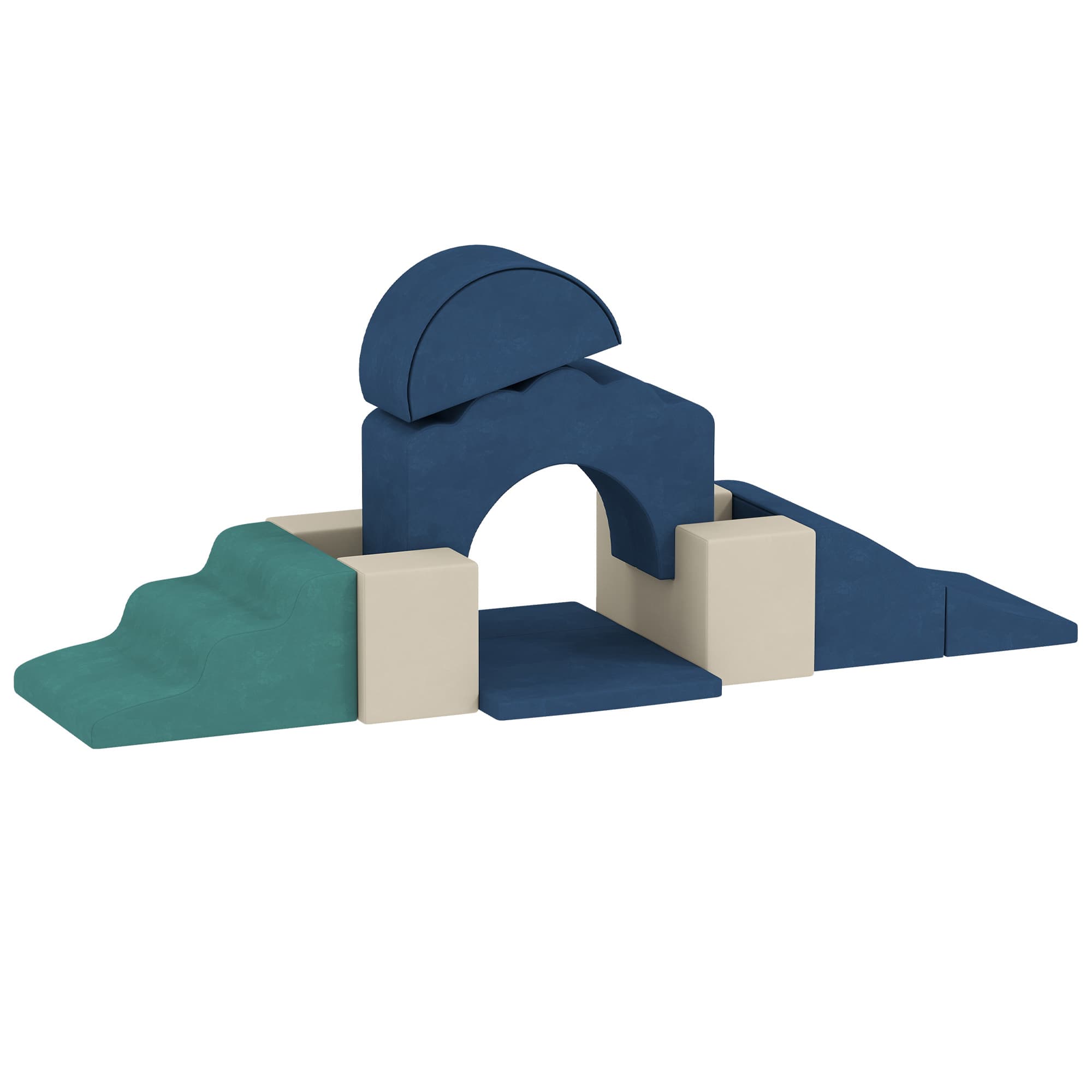 AIYAPLAY Parcours motricité bébé 7PCS, module en mousse avec housse en velours et base antidérapante, bleu
