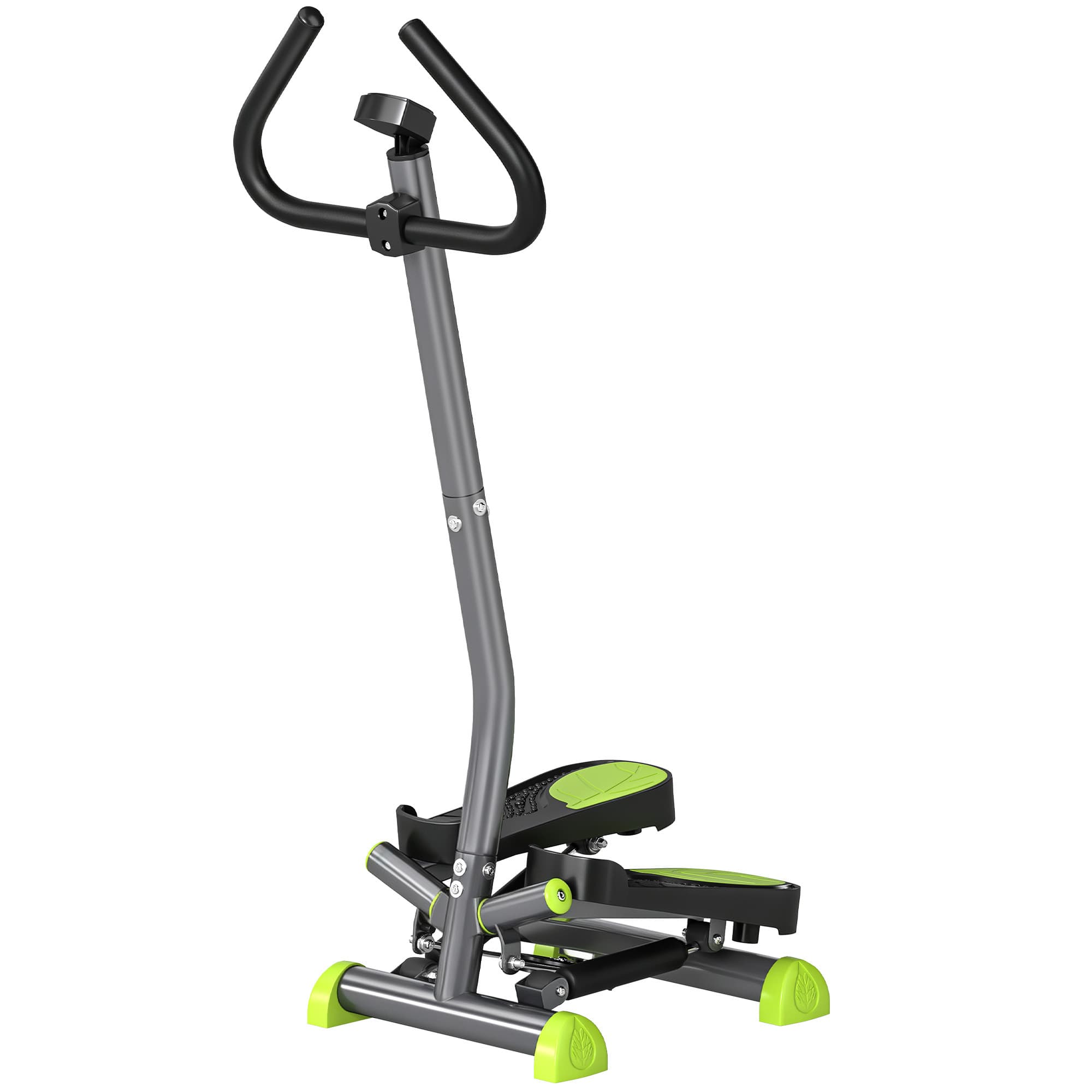 HOMCOM Stepper avec guidon stepper fitness appartement écran LCD résistance réglable acier gris vert noir