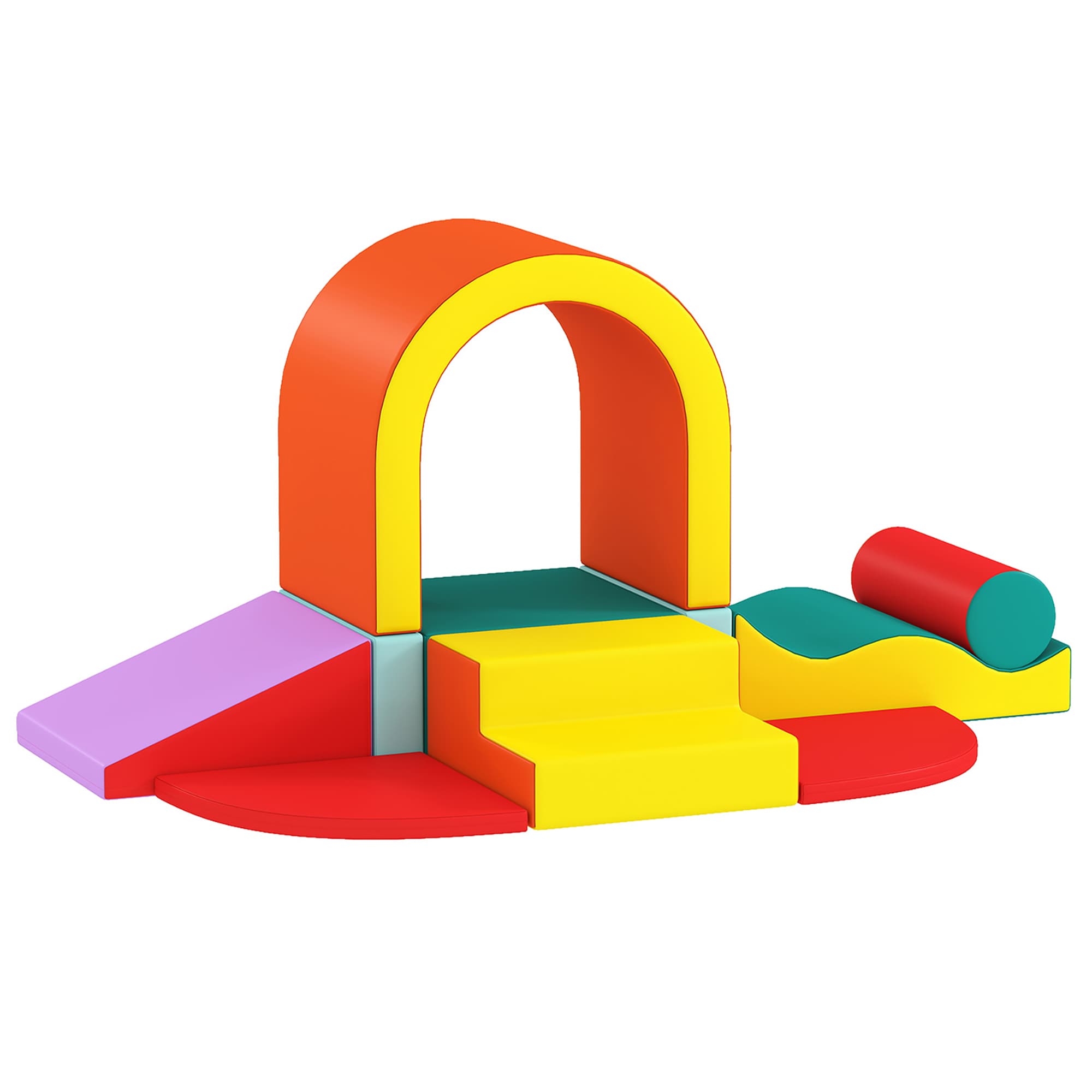 AIYAPLAY Parcours motricité bébé 10PCS, module motricité bébé en mousse EPE avec housse en revêtement PU, multicolore