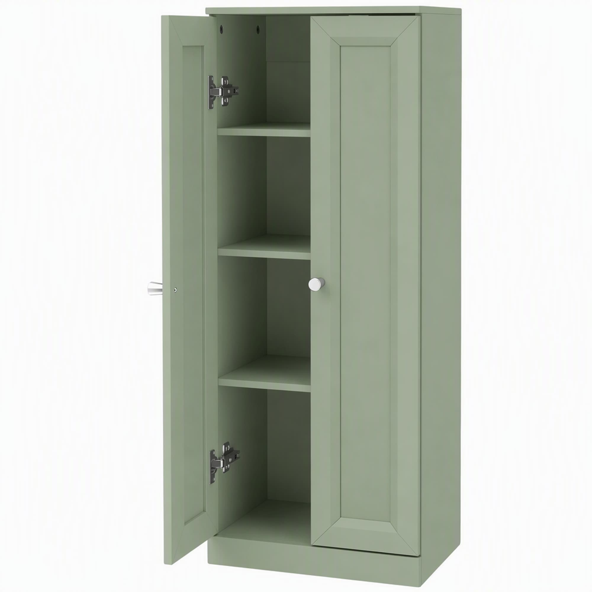 HOMCOM Meuble de Salle de Bain Étroit, Meuble de Rangement Sur Pied avec 2 Portes et 3 Étagères, pour Salon, Chambre, Vert