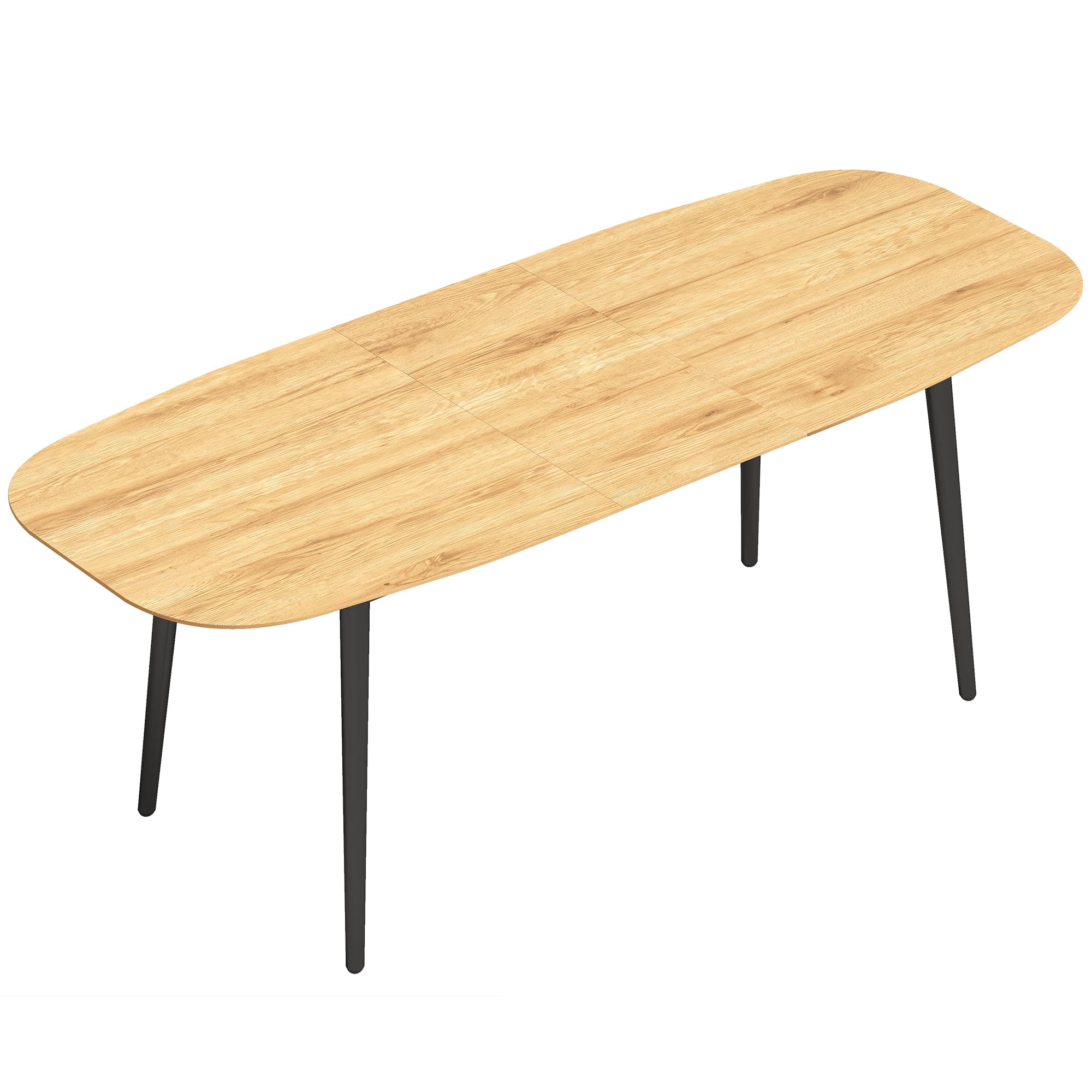HOMCOM Table à manger extensible pour 6-8 personnes, table de cuisine avec étagère, imitation bois chêne