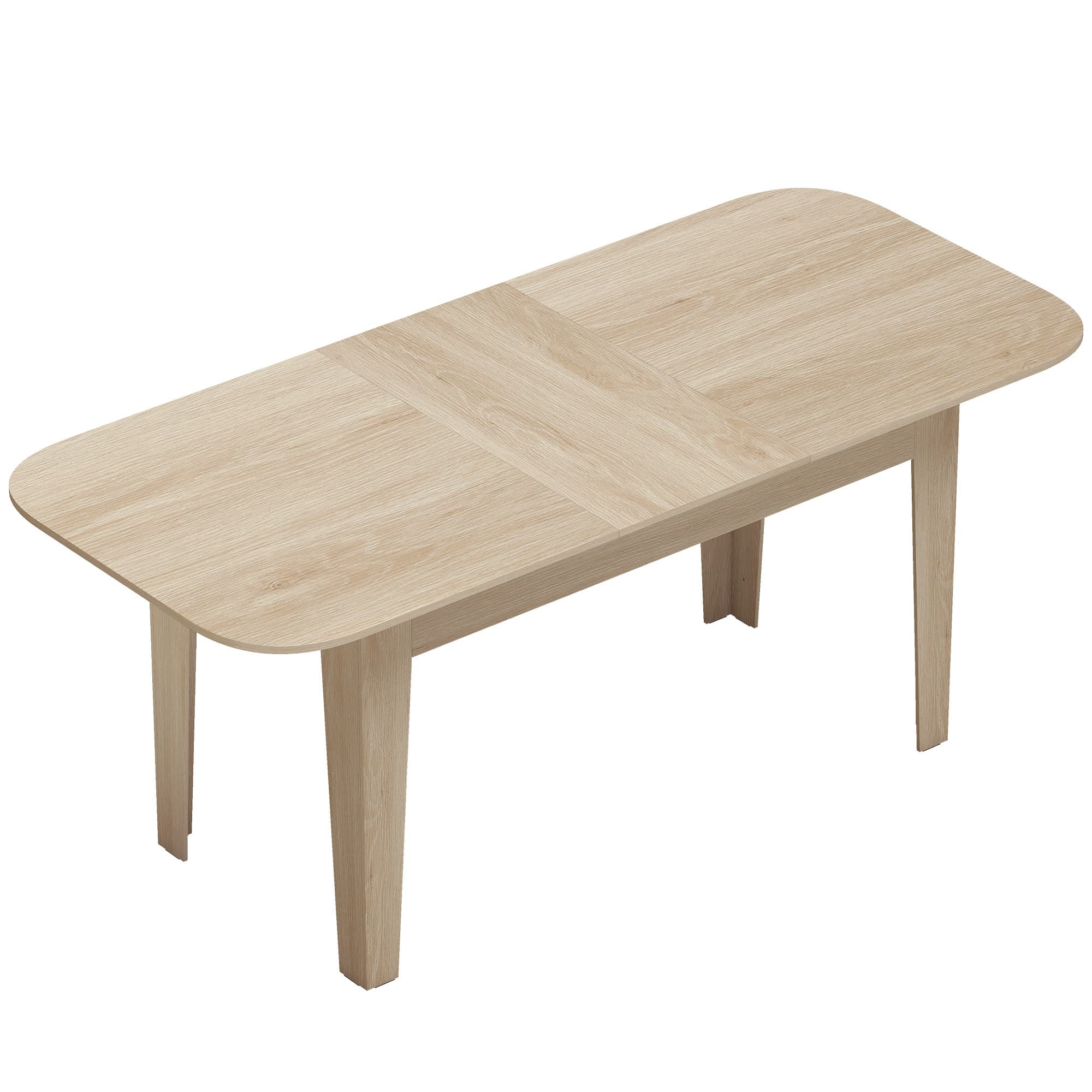 HOMCOM Table à Manger Extensible pour 4 à 6 Personnes, 140-180 cm, Table de Cuisine Ovale avec Bords Arrondis, Chêne
