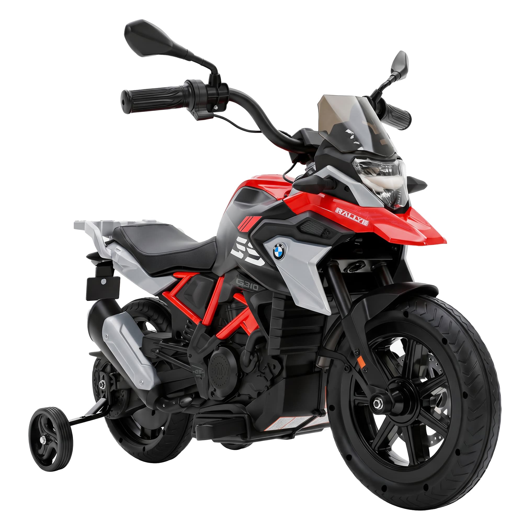 AIYAPLAY Moto Électrique pour Enfants 3-8 Ans BMW G310 GS 12V Batterie Lithium, 3-6 km/h, 102 x 62 x 73 cm, Rouge