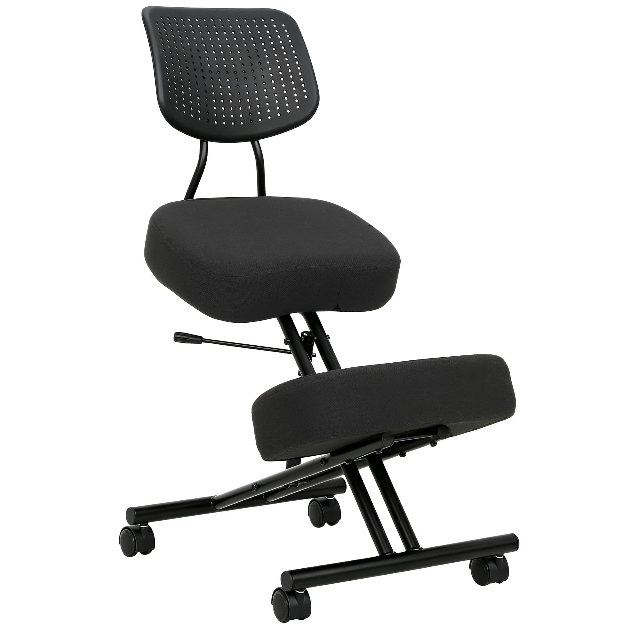 HOMCOM Chaise posturale ergonomique réglable avec dossier et roulettes noir
