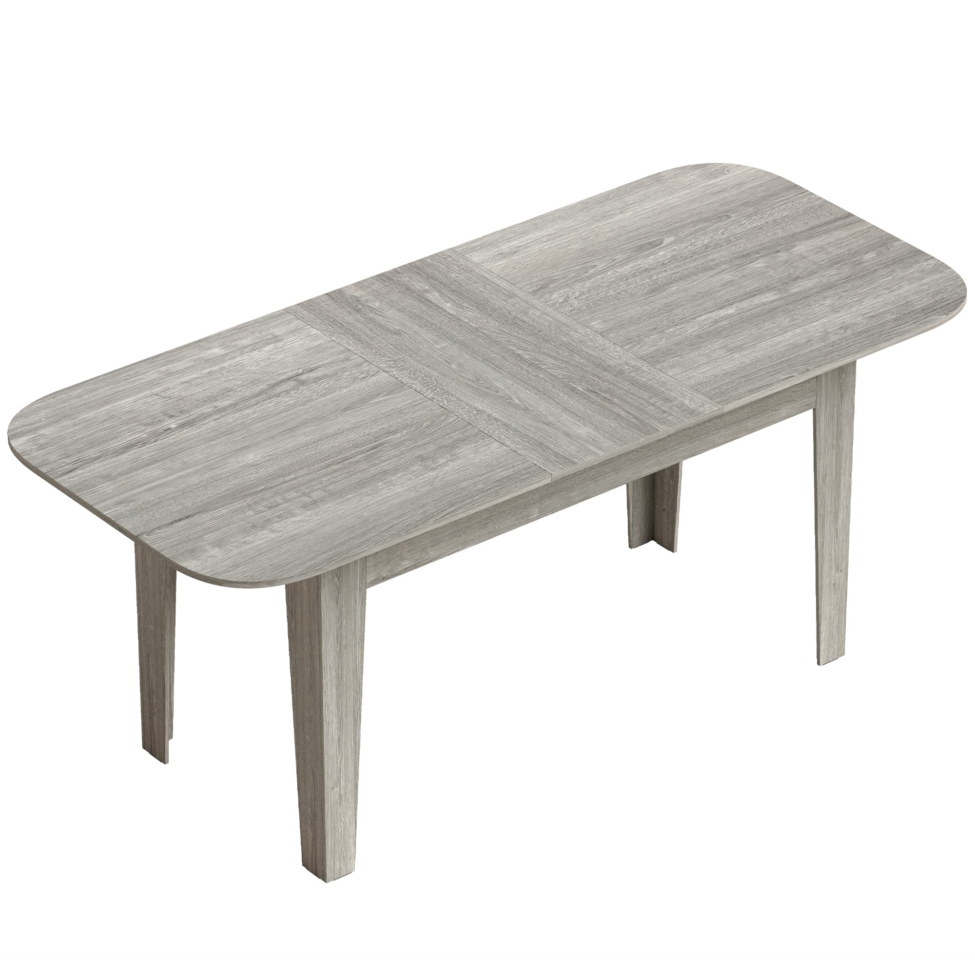 HOMCOM Table à manger ovale extensible 140-180 cm Effet bois gris