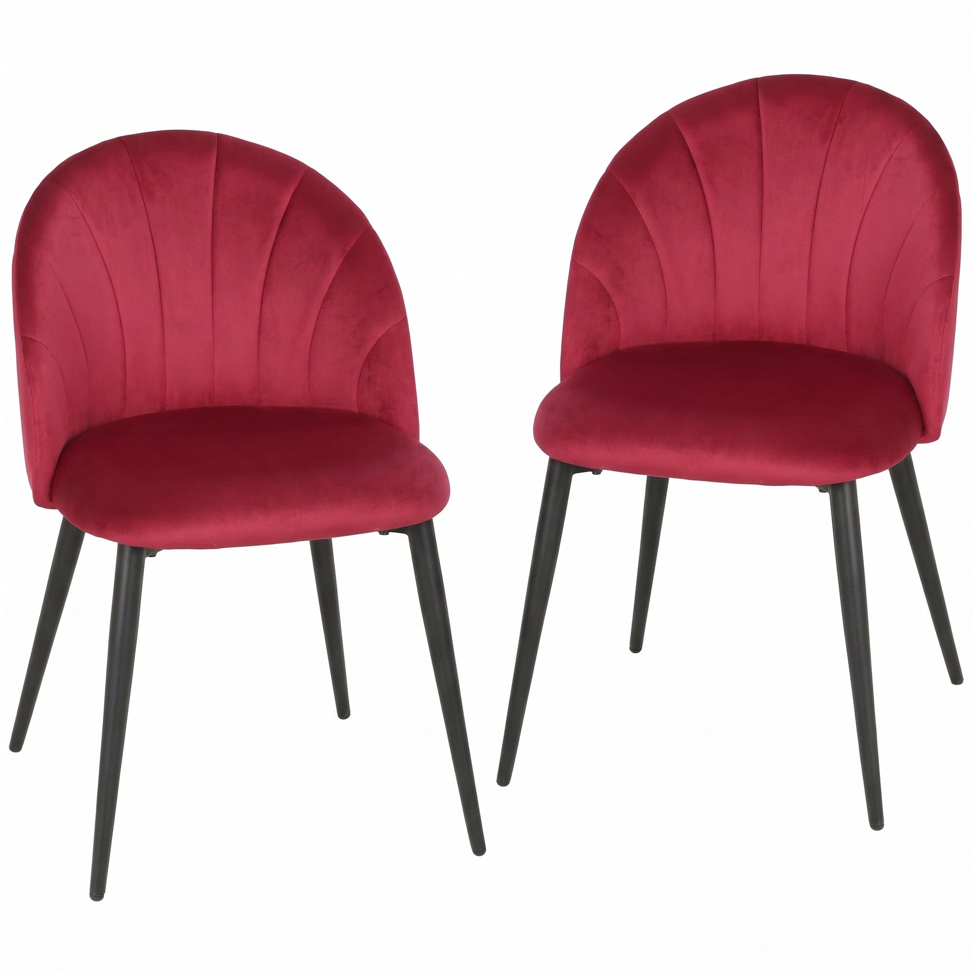 HOMCOM Lot de 2 Chaises de Salle à Manger, Chaises de Cuisine Rembourrées sans Accoudoirs, Pieds en Acier, 52x55x79cm, Bordeaux