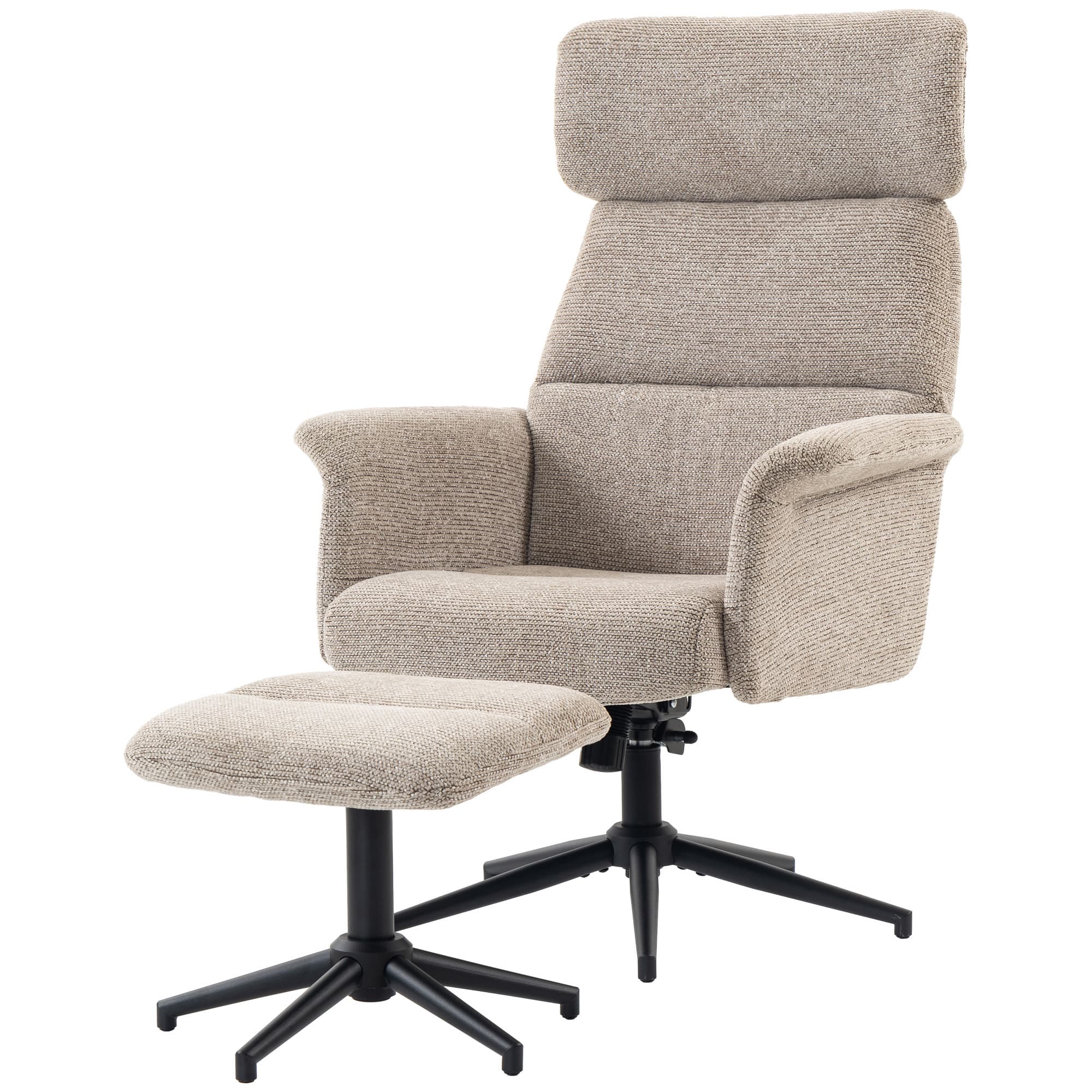HOMCOM Fauteuil avec Repose-pieds, Pivotant et Reclinable, Appuie-tête Réglable, Marron Clair