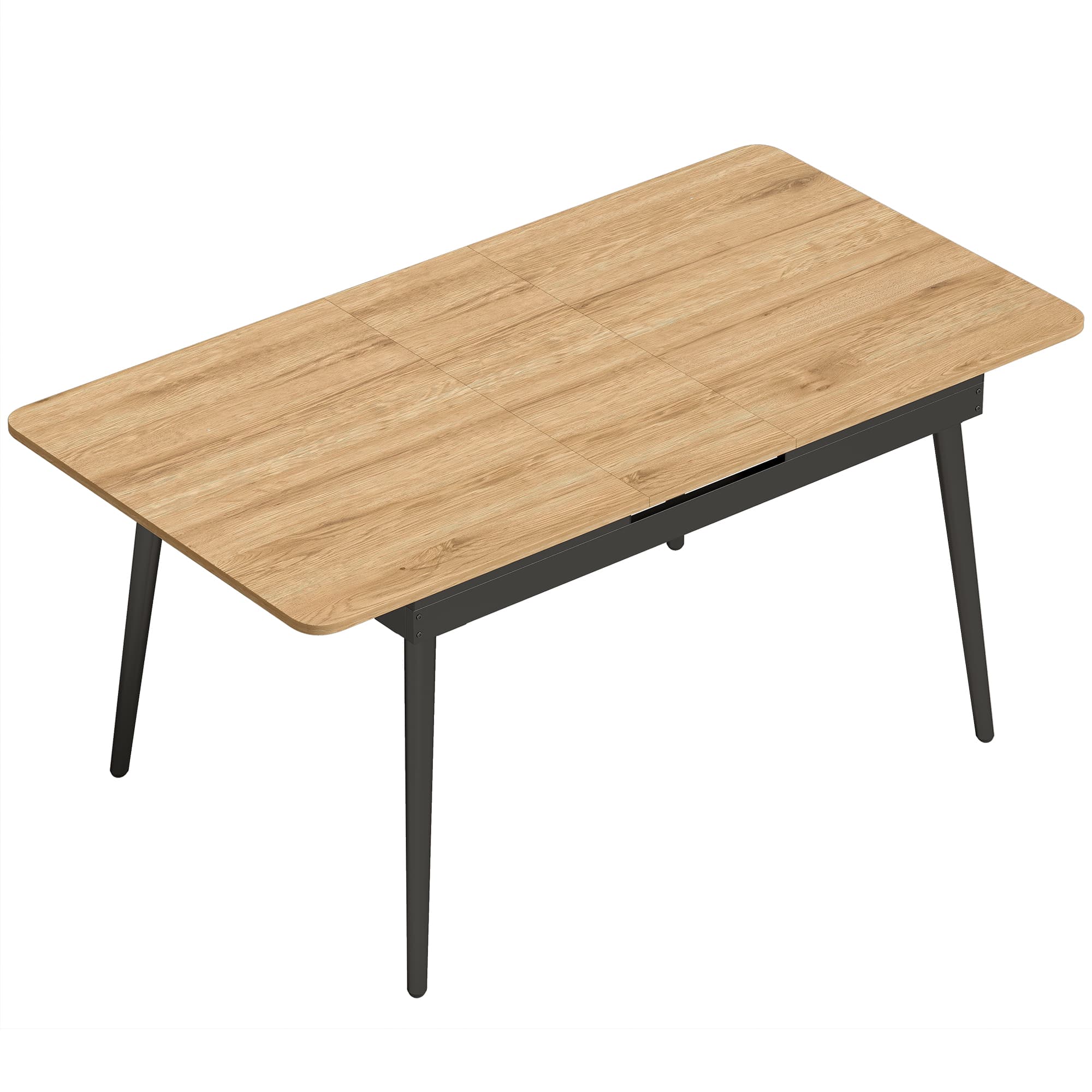 HOMCOM Table à manger extensible 130-160 cm, table de cuisine à bords arrondis, chêne