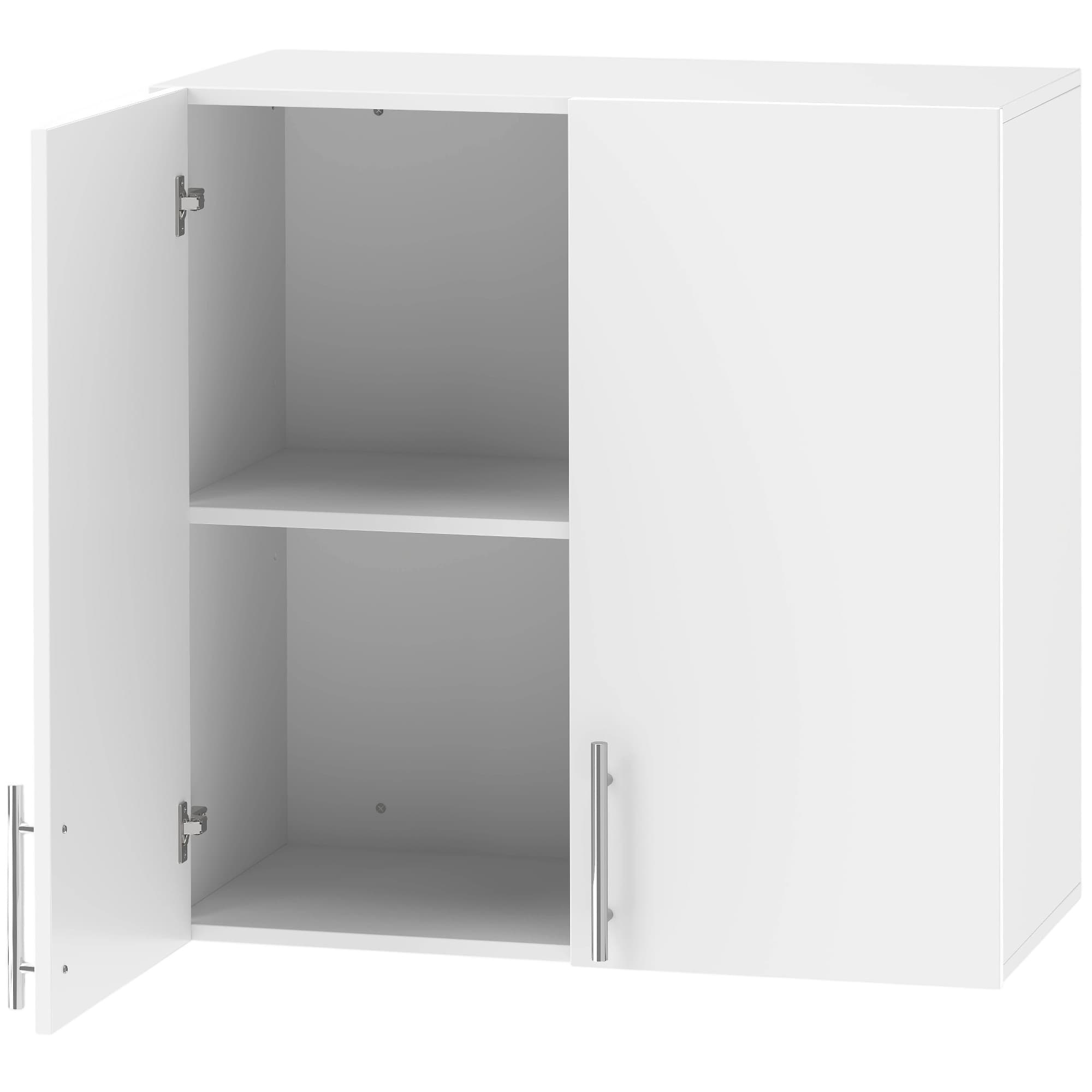 HOMCOM Armoire de Salle de Bain Murale Meuble de Salle de Bain Suspendu Moderne 2 Portes Haute Brillance Étagère Réglable 60x31x60 cm Blanc