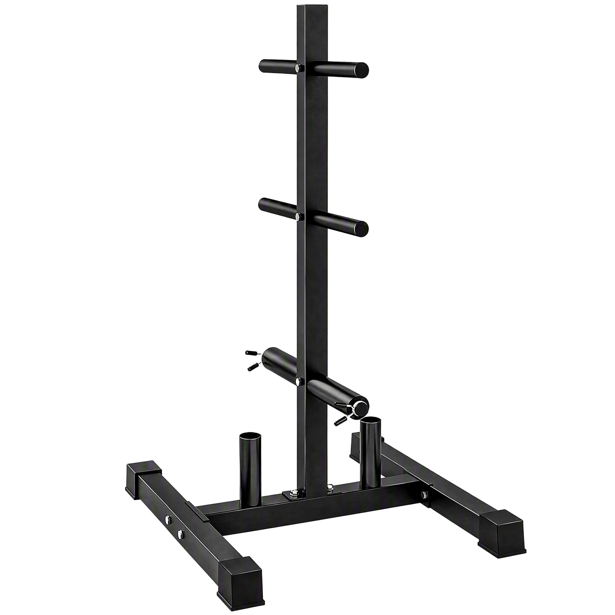 SPORTNOW Support de Disques de Poids Rack Rangement Musculation 25/50 mm Max. 300 kg 6 Barres Acier 3 Niveaux 70x64x110cm Noir