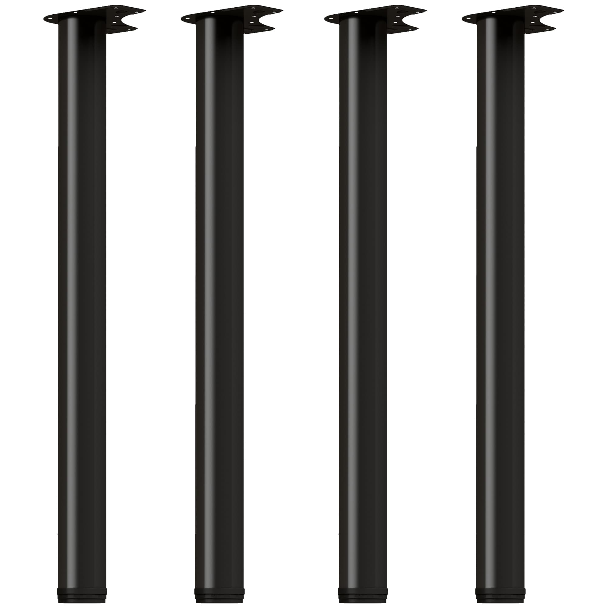 HOMCOM Lot de 4 pieds de table en métal, style industriel, avec vis autotaraudeuses et patins réglables, 73 x 6 x 6 cm, noir