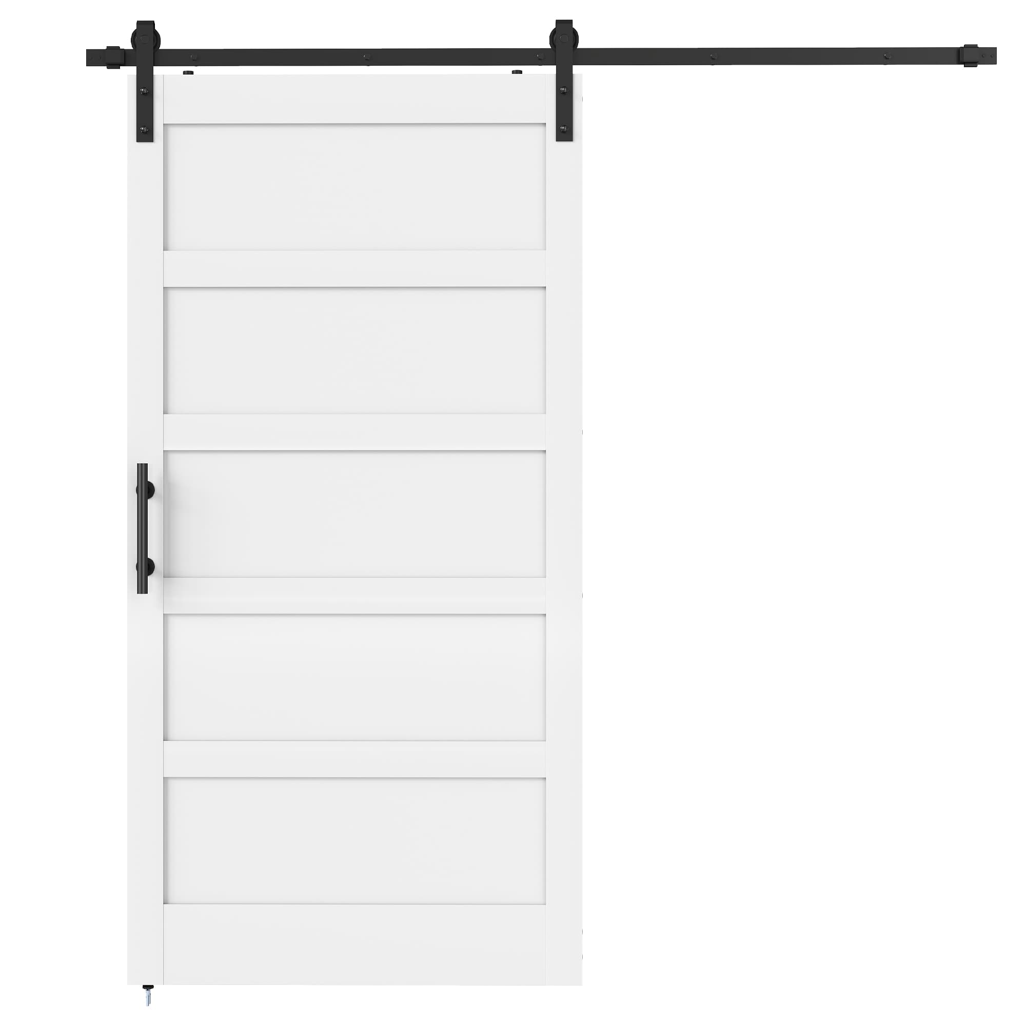 HOMCOM Porte coulissante extérieure sur mur 106.7x213.4 cm, porte intérieure style industriel Shaker, silencieuse, étanche, blanc
