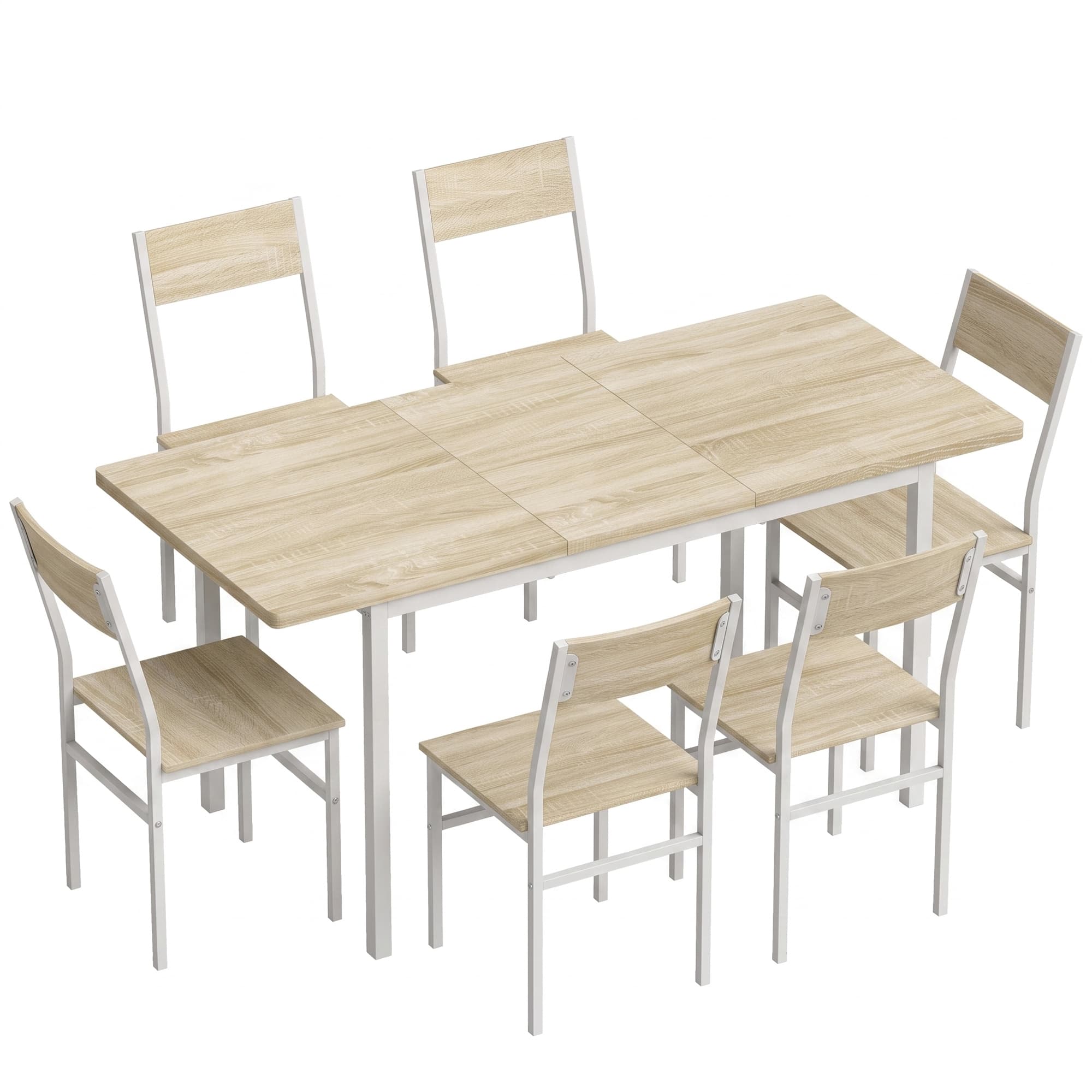 HOMCOM Ensemble Table à Manger Extensible 120-160 cm et 6 Chaises pour 4-6 Personnes Effet Chêne