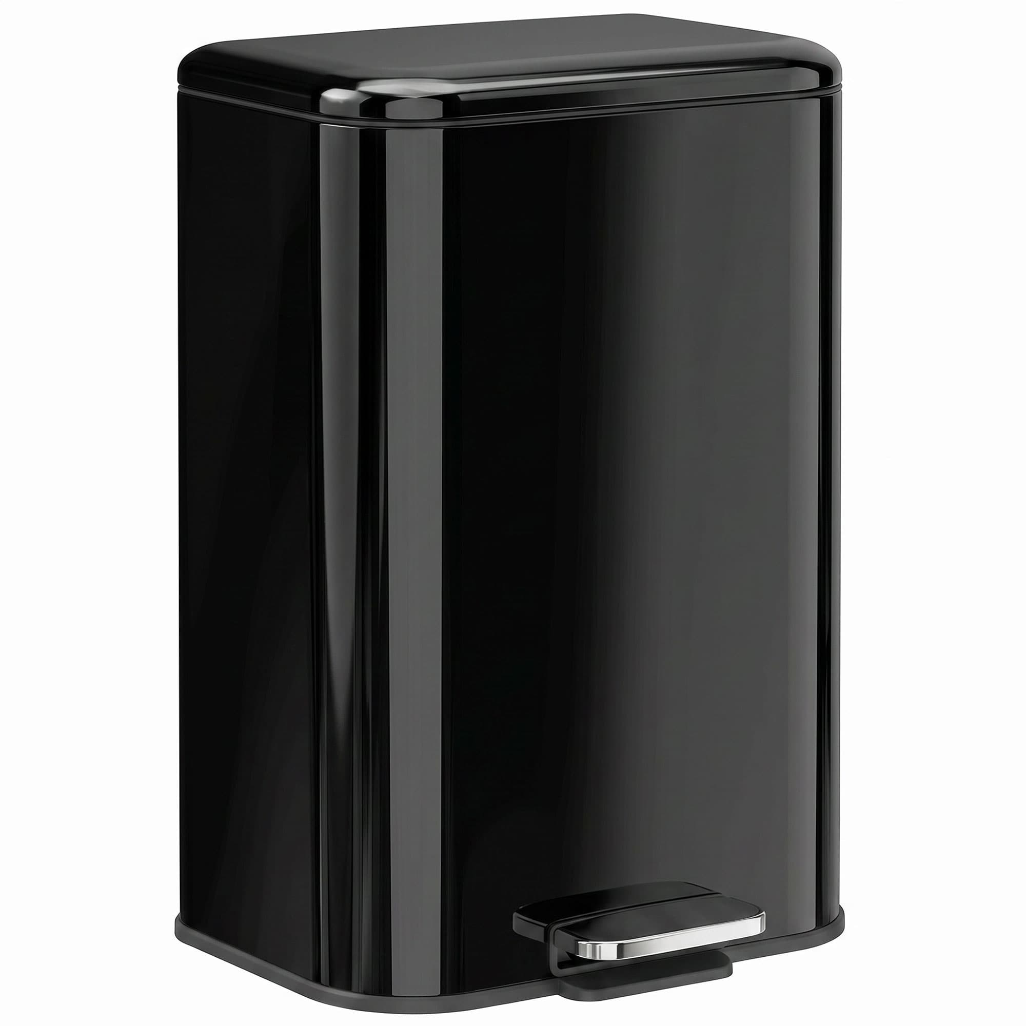 HOMCOM Poubelle de cuisine 20 L en acier galvanisé Couvercle à fermeture douce Pédale Seau amovible Anti-traces Noir