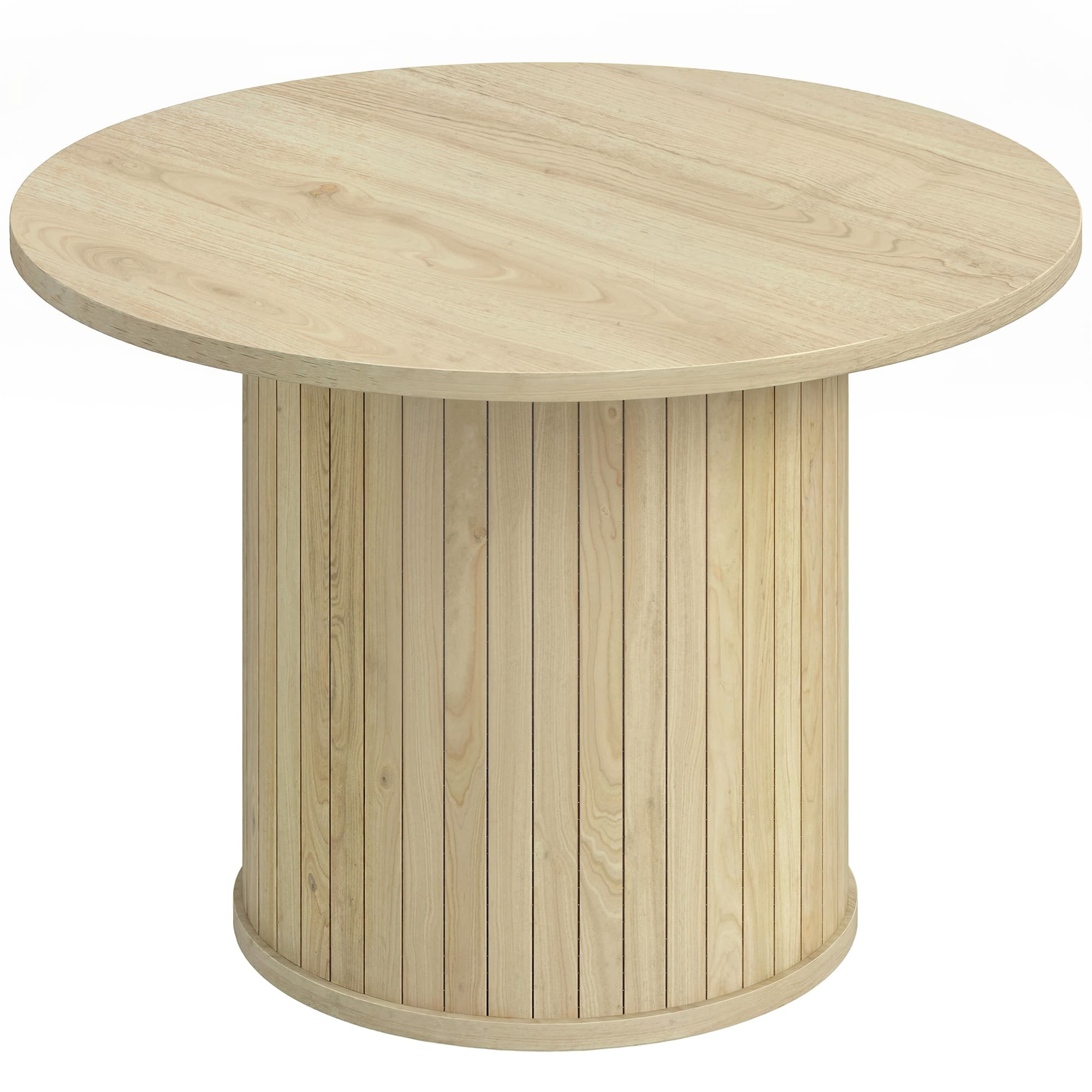 HOMCOM Table Basse Ronde 60 cm, Base en Colonne Cannelée, Patins en Feutre, Table d'Appoint Moderne, Bois Naturel