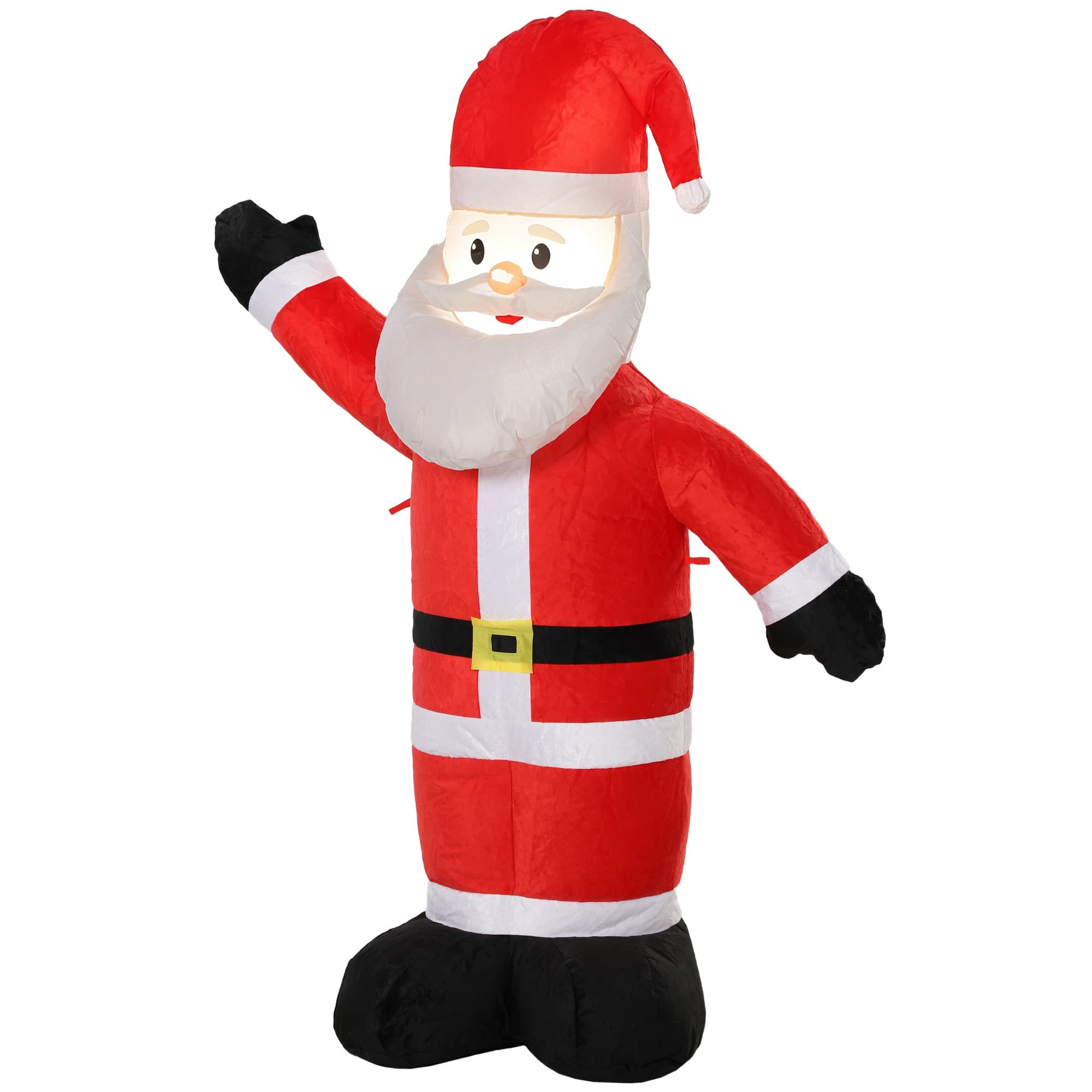 Outsunny Père Noël Gonflable de Noël 150 cm avec Finition Veloutée Sac de Rangement Décoration de Noël pour Extérieur