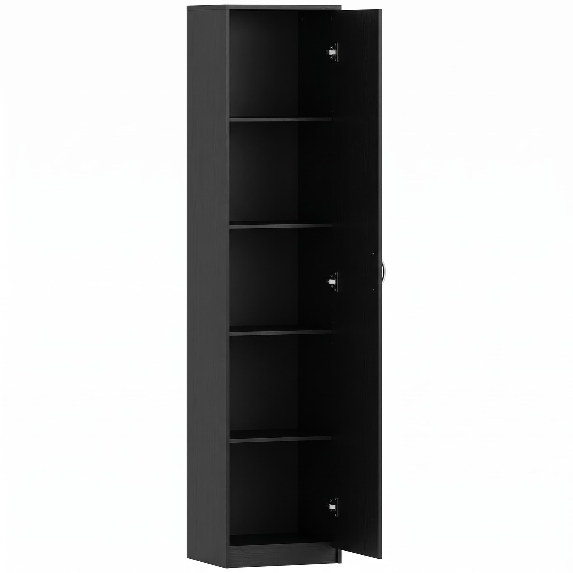 HOMCOM Armoire de Cuisine Slim à 5 Étagères avec Espace Intérieur Réglable, en Bois, 40x35x180 cm, Noir
