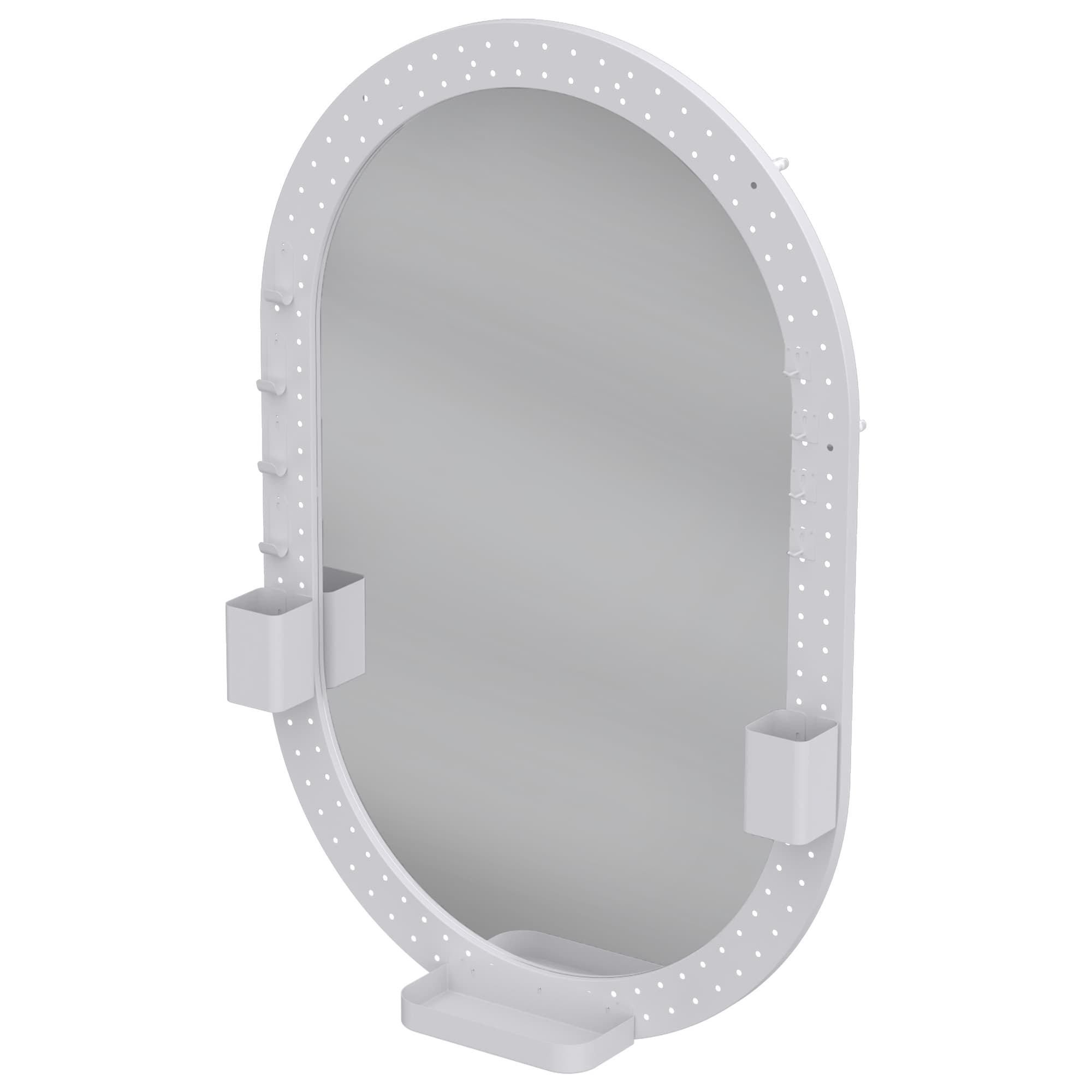 HOMCOM Miroir mural avec panneau perforé Miroir décoratif 90x60 cm pour salon chambre blanc