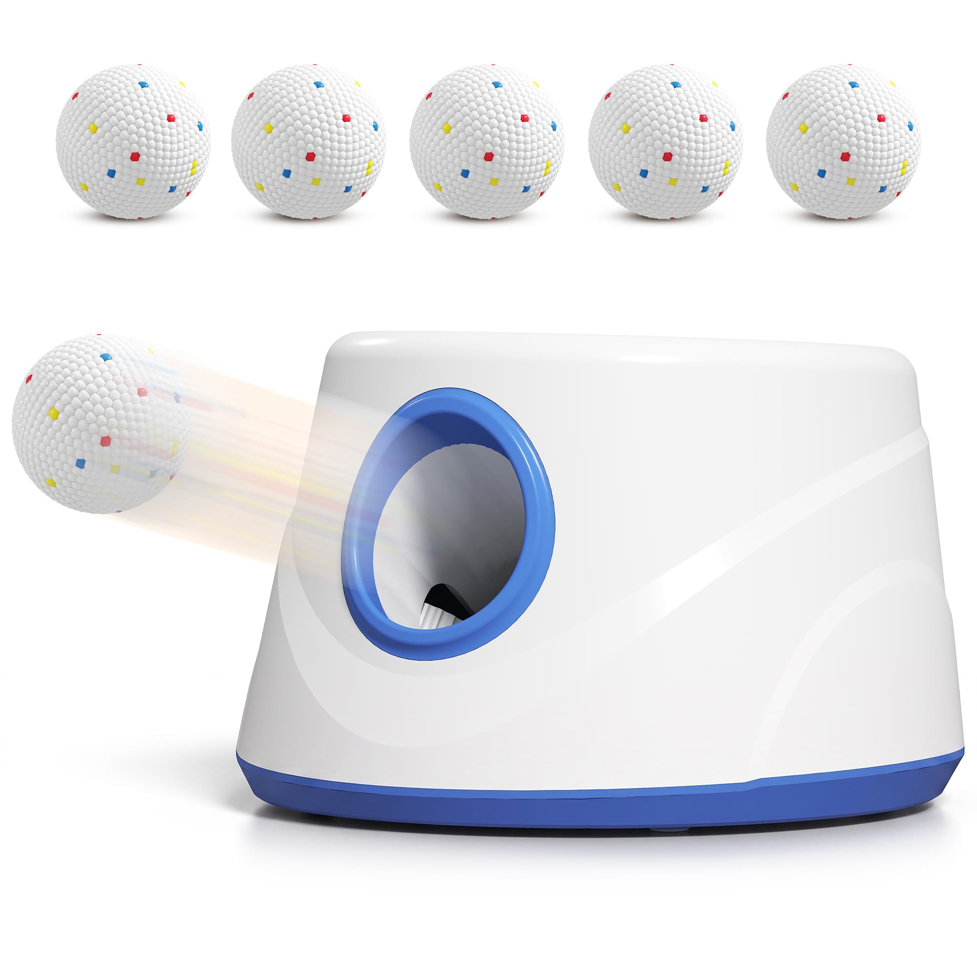 PawHut Lanceur de Balles pour Chiens Automatique avec 6 Balles ETPU 3 Distances Réglables 6m/10m/14m Bleu