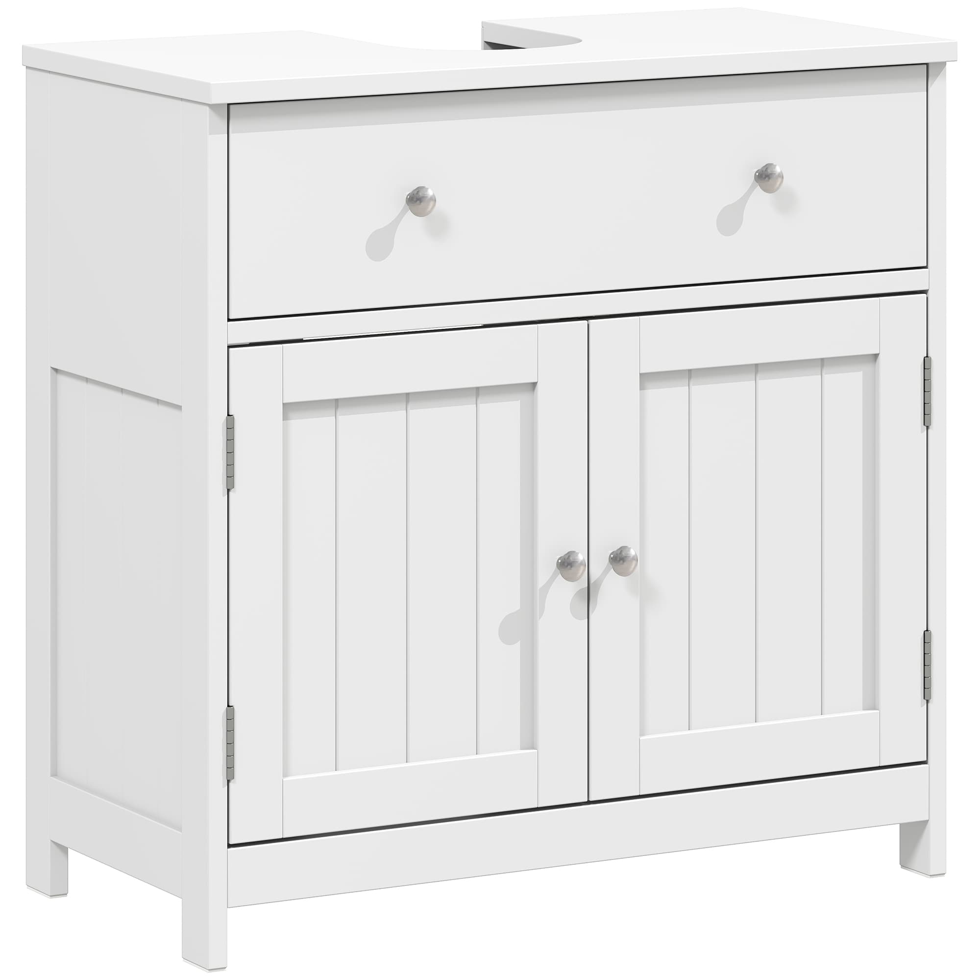 HOMCOM Meuble sous-lavabo gain de place avec tiroir et armoire, Blanc