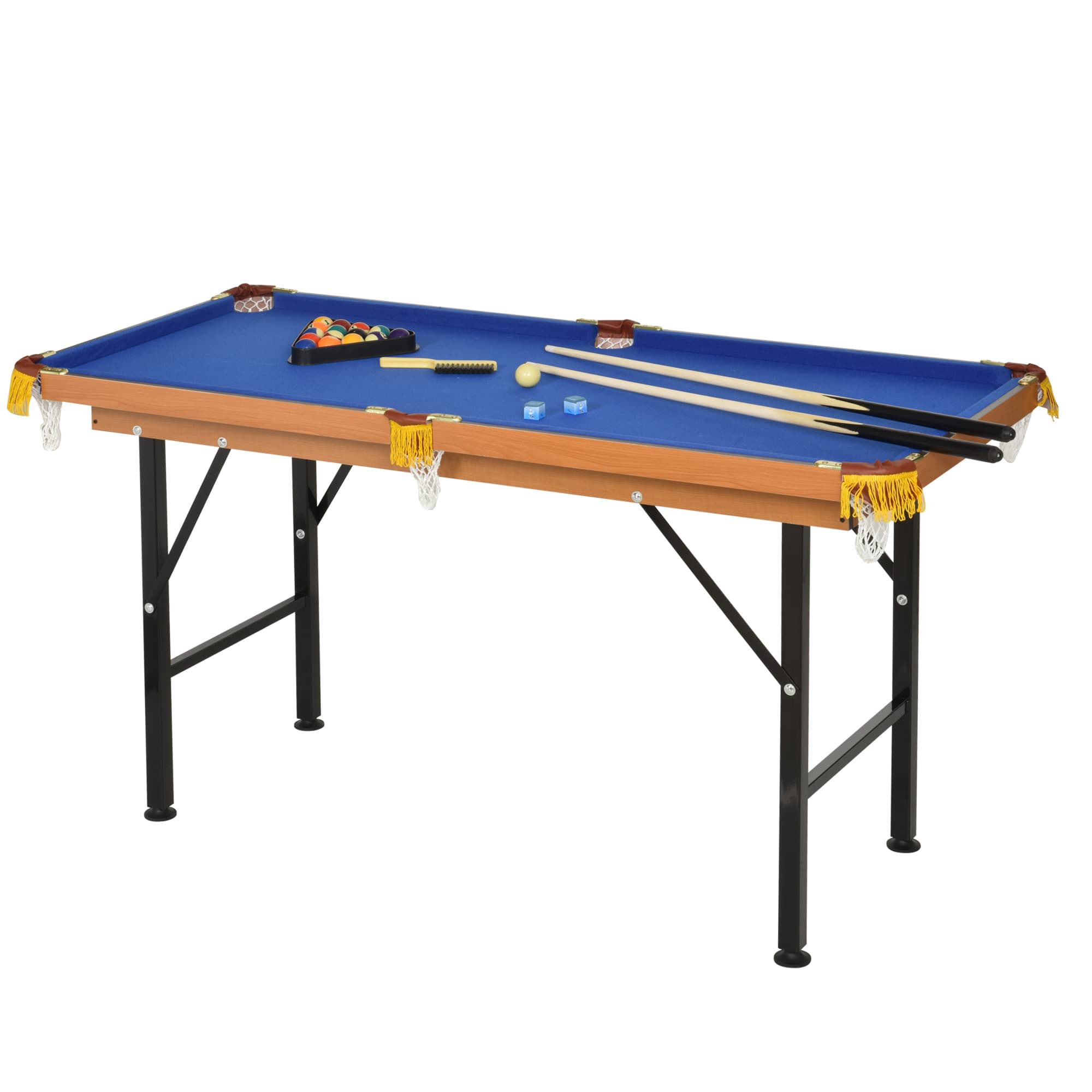HOMCOM Table de billard pliable Mini avec 2 queues 16 billes craie triangle, accessoires 140 x 63 x 75 cm