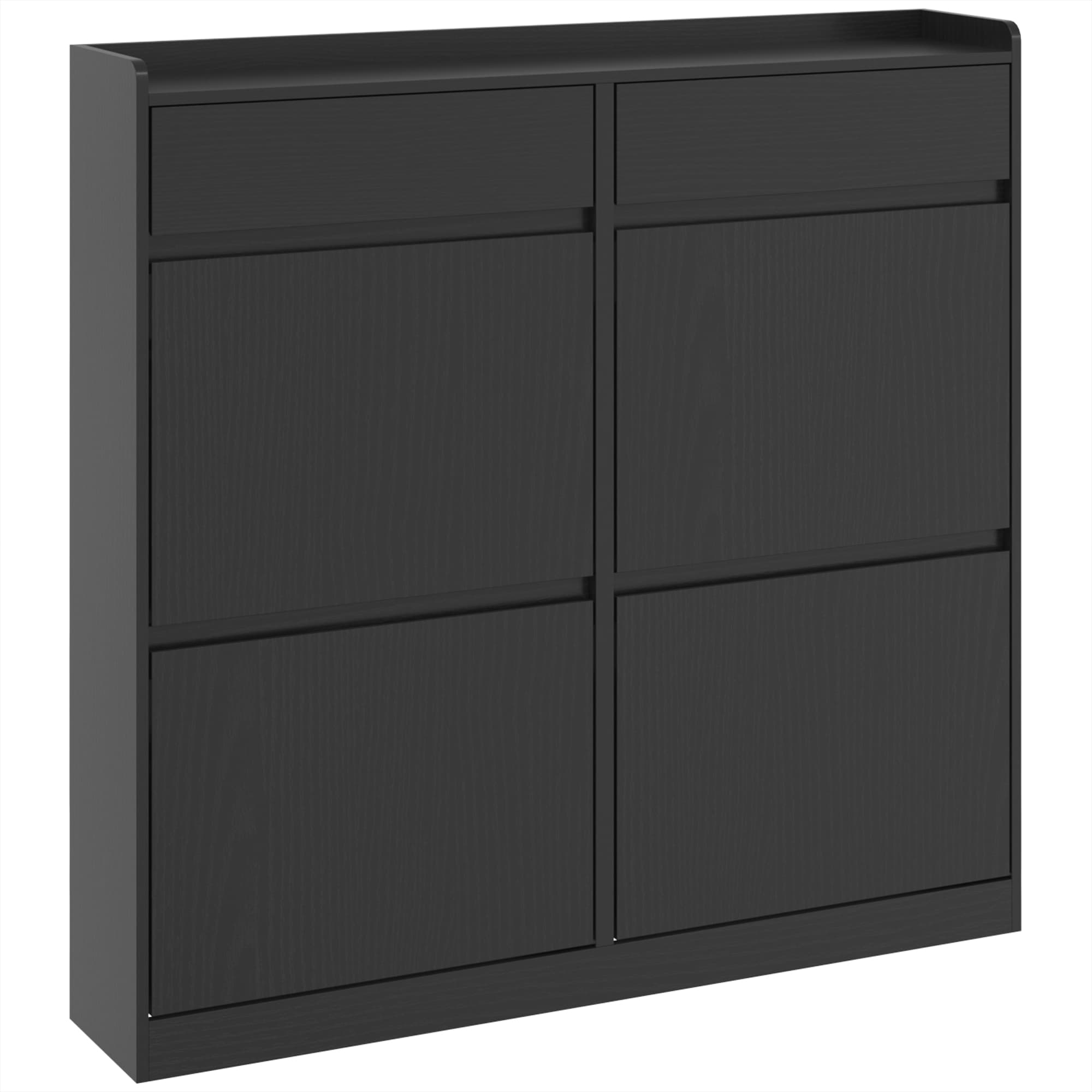 HOMCOM Meuble à chaussures slim en bois avec 4 tiroirs basculants et 2 tiroirs coulissants, 98x19,2x95,3 cm, Noir