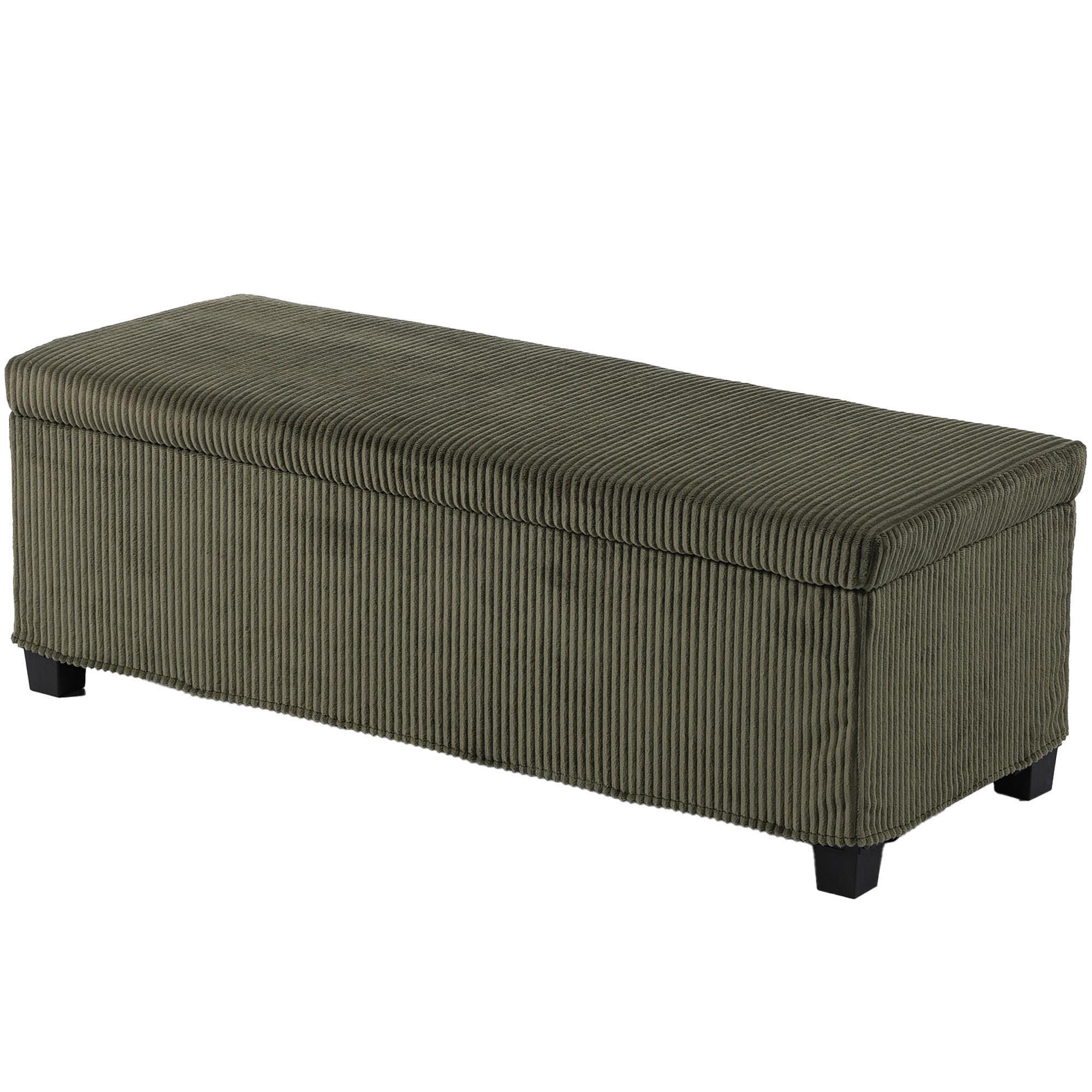 HOMCOM Banc de Rangement, Bout de Lit en Velours Côtelé avec Couvercle, pour Salon, Chambre, Entrée, 112x42x40 cm, Vert Clair