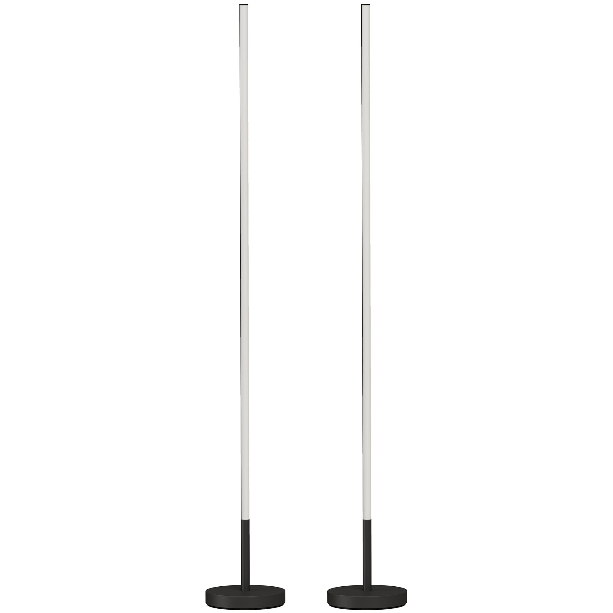 HOMCOM Lot de 2 Lampadaires d'Angle LED 1450lm Lampe d'Angle Dimmable 150cm 3 Niveaux de Luminosité Interrupteur au Pied Noir