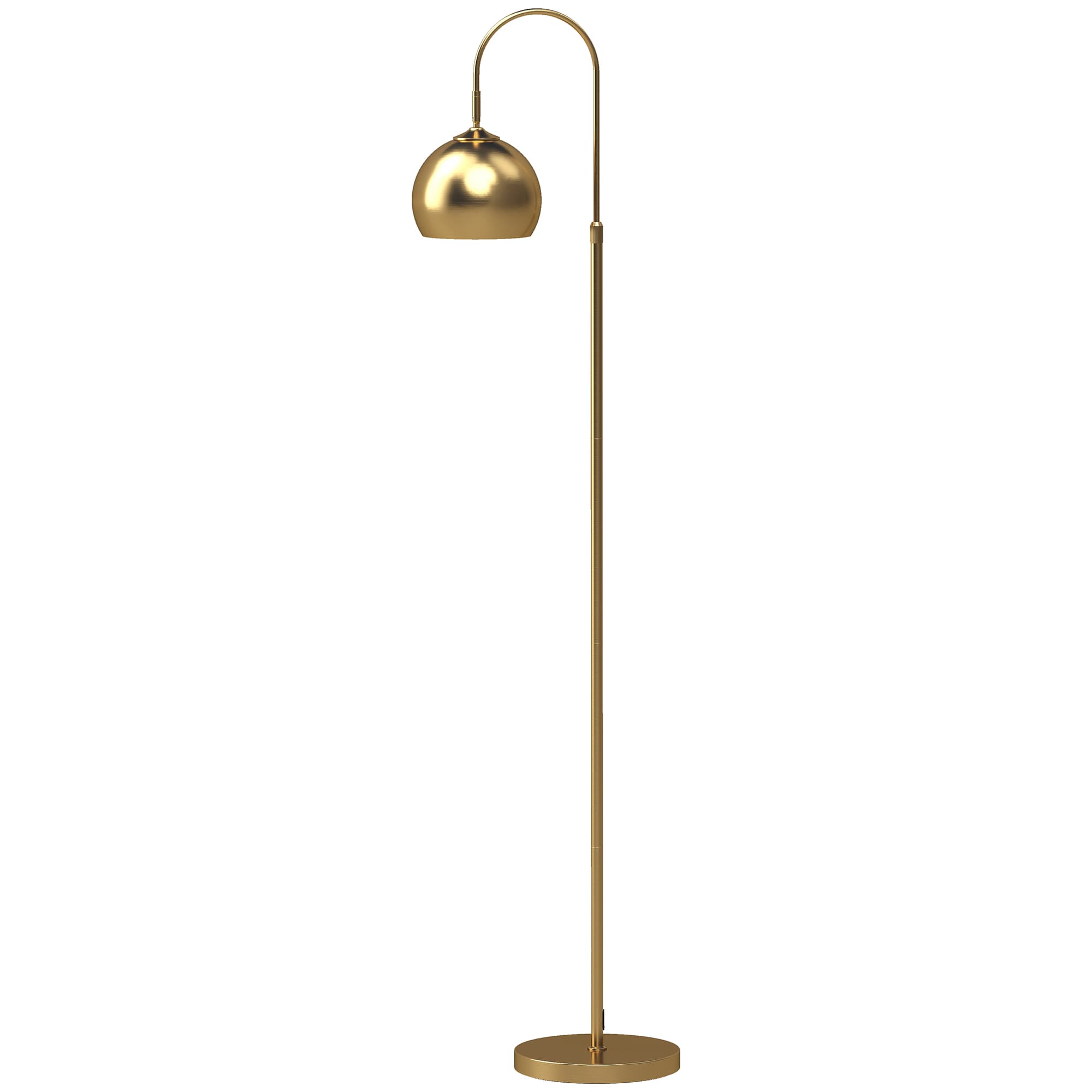 HOMCOM Lampadaire sur Pied Salon, Lampe sur Pied Moderne 40W, Douille E27, Hauteur Réglable, Abat‐jour Orientable, Doré