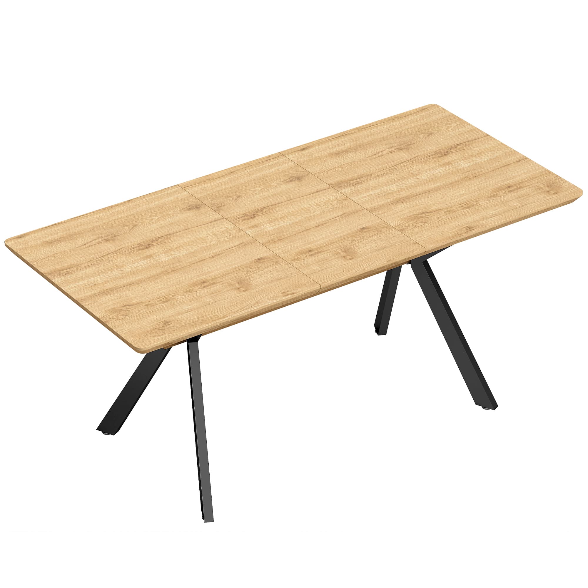 HOMCOM Table à Manger Extensible pour 4 à 6 Personnes, 130-170 cm, Table de Cuisine Rectangulaire, Bords Arrondis, Chêne