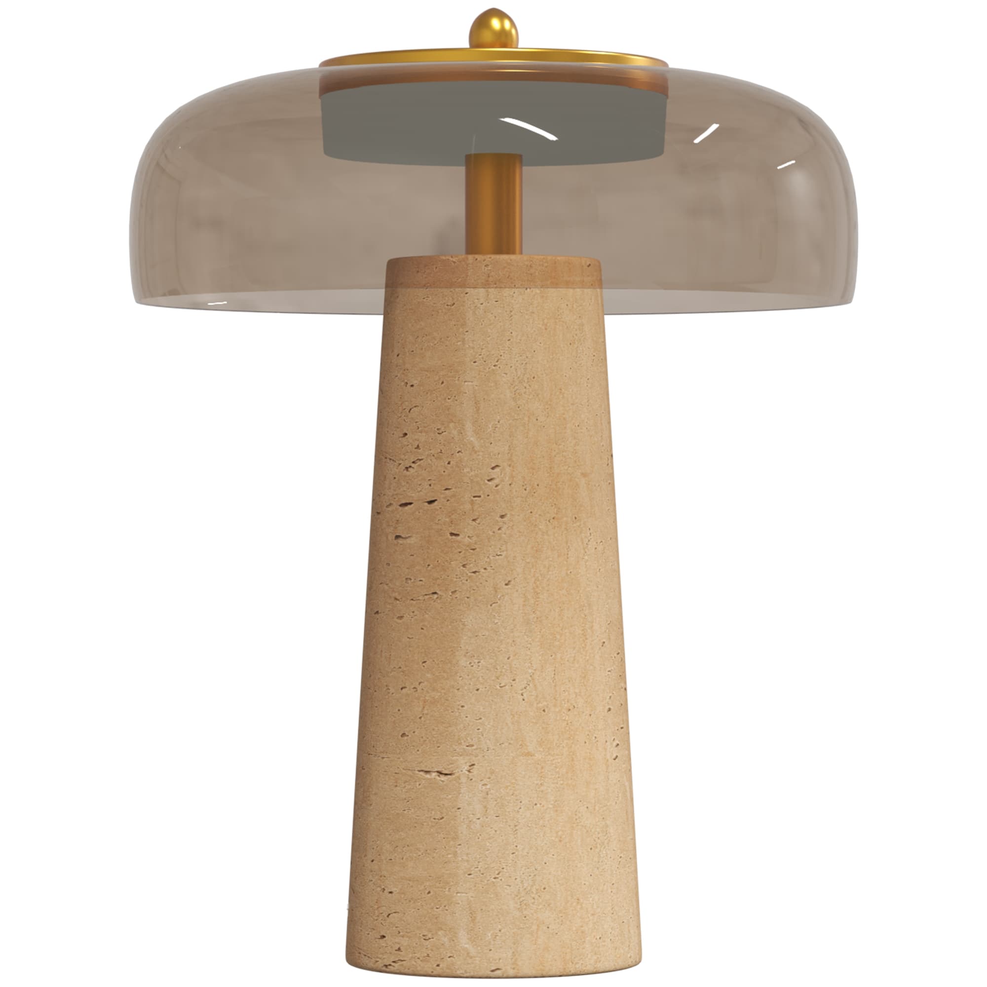 HOMCOM Lampe de Table Vintage avec Abat-Jour en Verre et Base en Travertin, Lampe de Chevet Rétro, Lumière Chaude 3000 K, Ambre