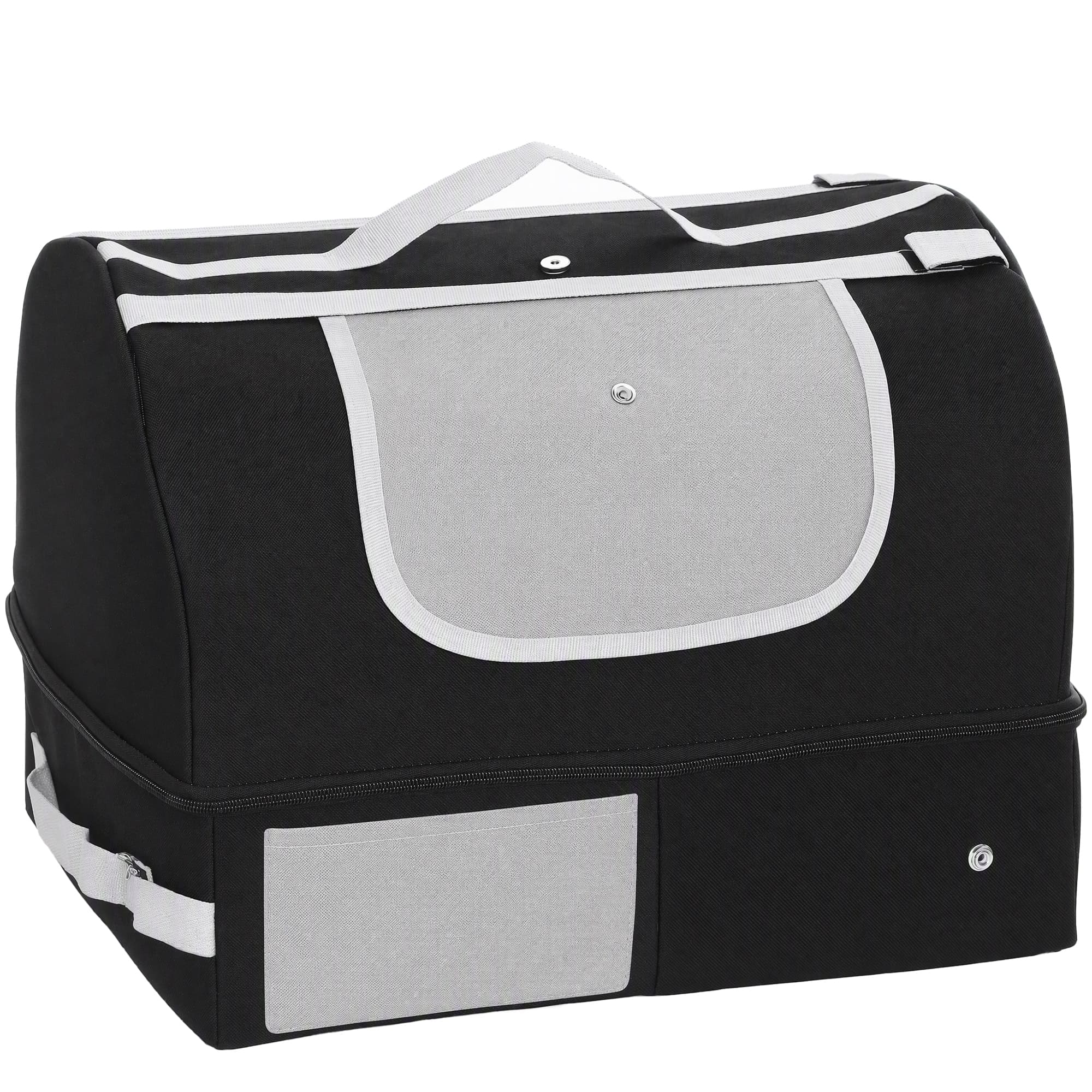 PawHut Bac à Litière Pliable Litière Voyage Chat Portable Couvercle Zippé Oxford 600D Imperméable Anti-Fuite 43x33x34cm Noir