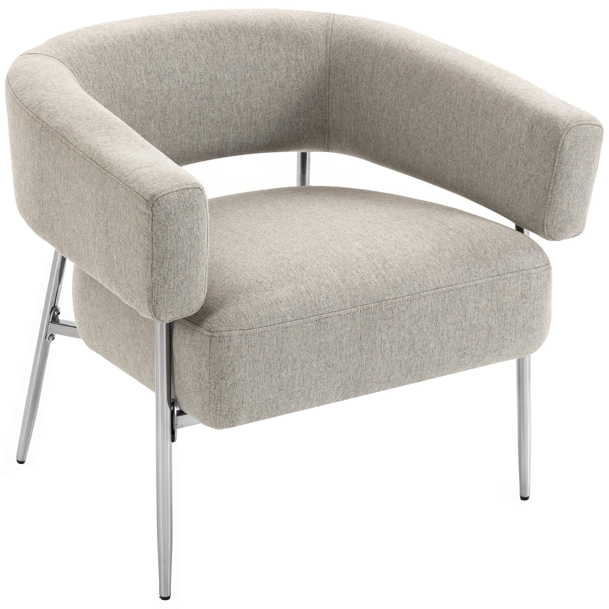 HOMCOM Fauteuil Salon, Fauteuil d'Appoint Rembourré en Tissu Aspect Lin, Dossier Incurvé et Accoudoirs, Style Moderne, Marron