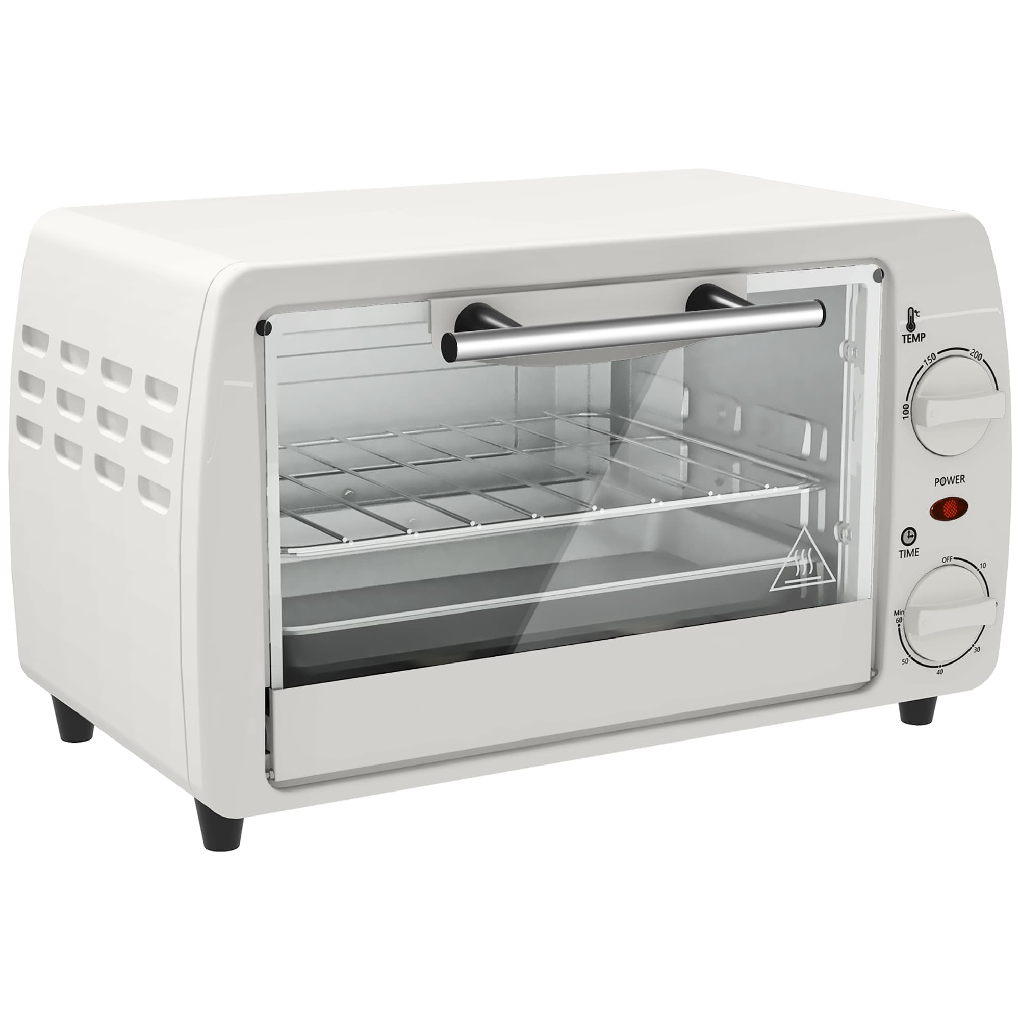 HOMCOM Mini four électrique 10L 1 grille et 1 plateau température réglable de 100°C à 230°C Minuteur 60 min 36,5x26x22 cm crème