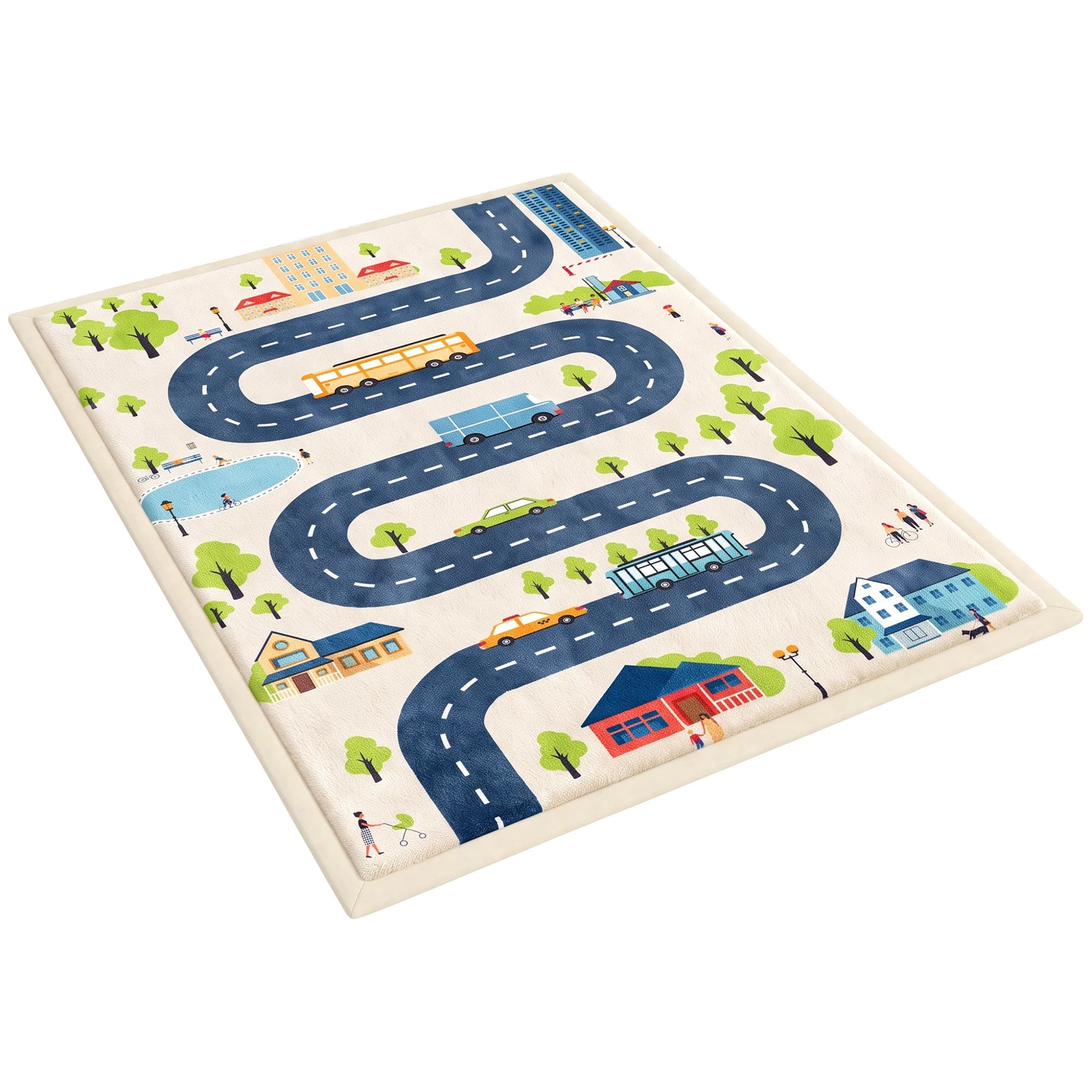 AIYAPLAY Tapis de Jeu pour Enfants Tapis de Chambre d'Enfant en Mousse Épaisseur 3 cm Motif Route Base Antidérapante 150x200cm