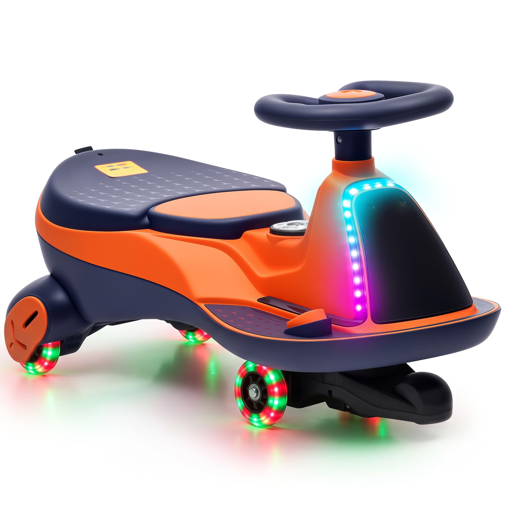 AIYAPLAY Voiture Électrique Enfant 12V, Véhicule Électrique Enfant avec Batterie Lithium, Éclairage RGB, Roues Lumineuses, Orange