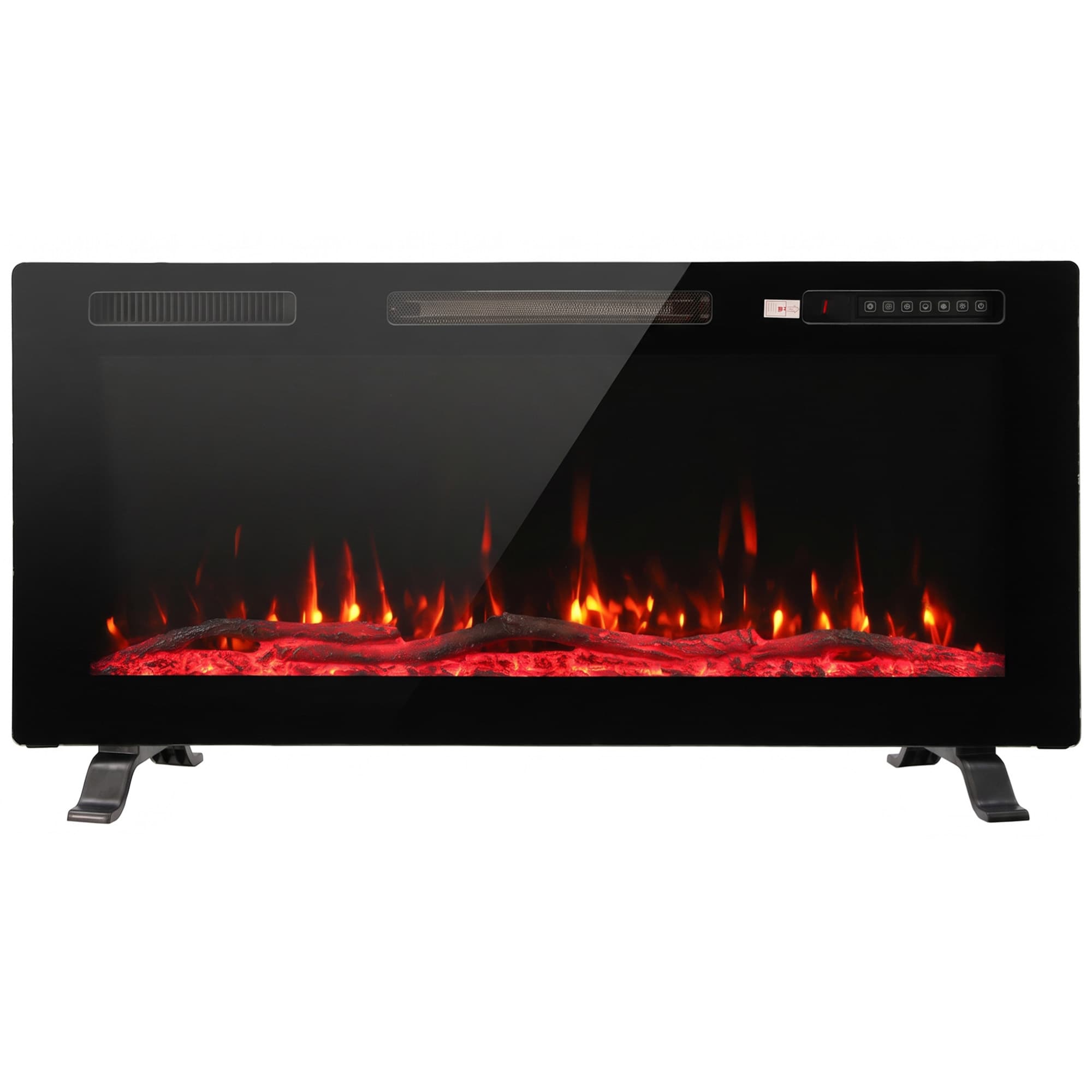 HOMCOM Cheminée Électrique Encastrable Murale ou à Poser 3 en 1 Cheminée Décorative Extra-Plat 900W/1800W Effet Flamme 3D Noir